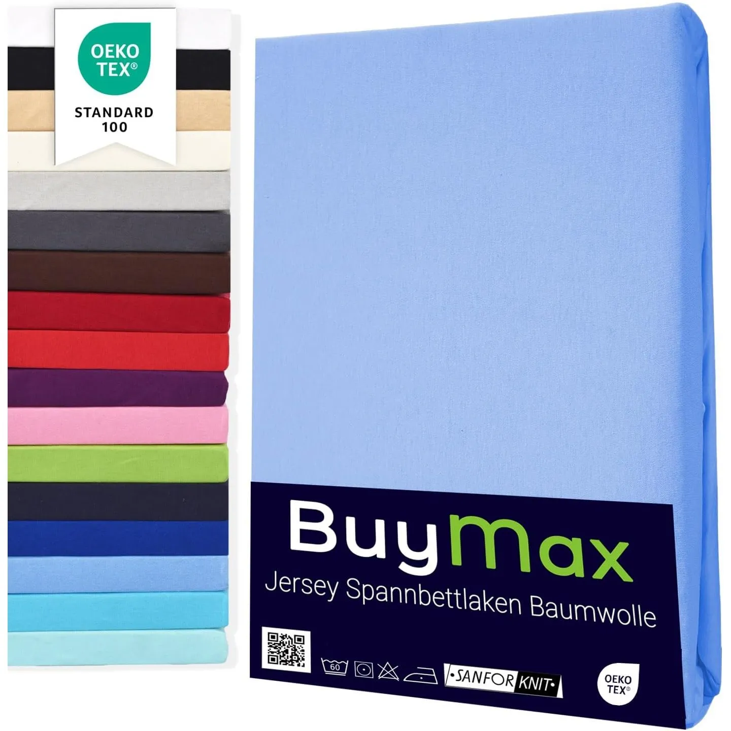 Buymax Topper Spannbettlaken 120x200 cm Spannbetttuch 100% Baumwolle Jersey für Matratzentopper bis 12 cm Matratzenhöhe…