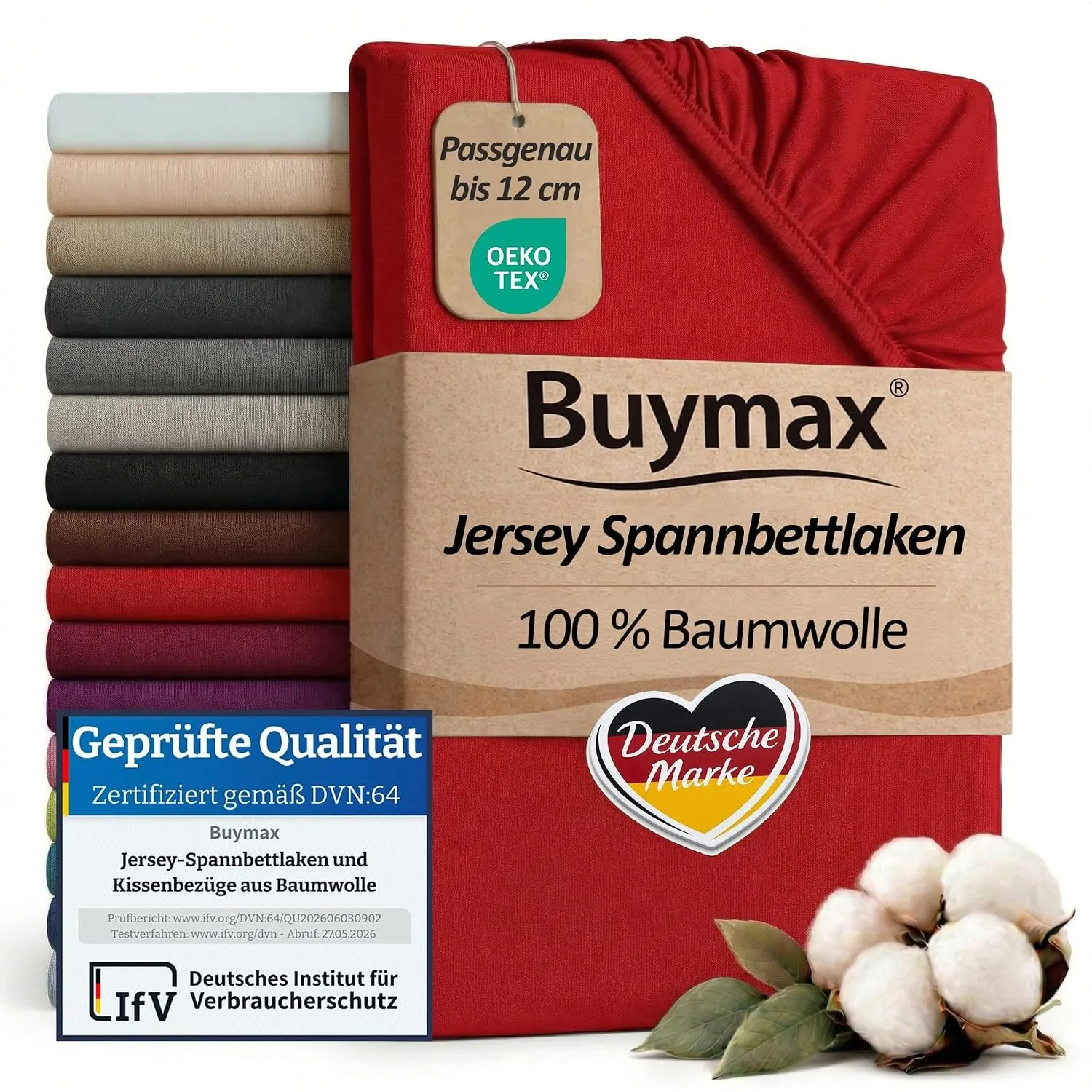 Buymax Topper Spannbettlaken 120x200 cm Spannbetttuch 100% Baumwolle Jersey für Matratzentopper bis 12 cm Matratzenhöhe…