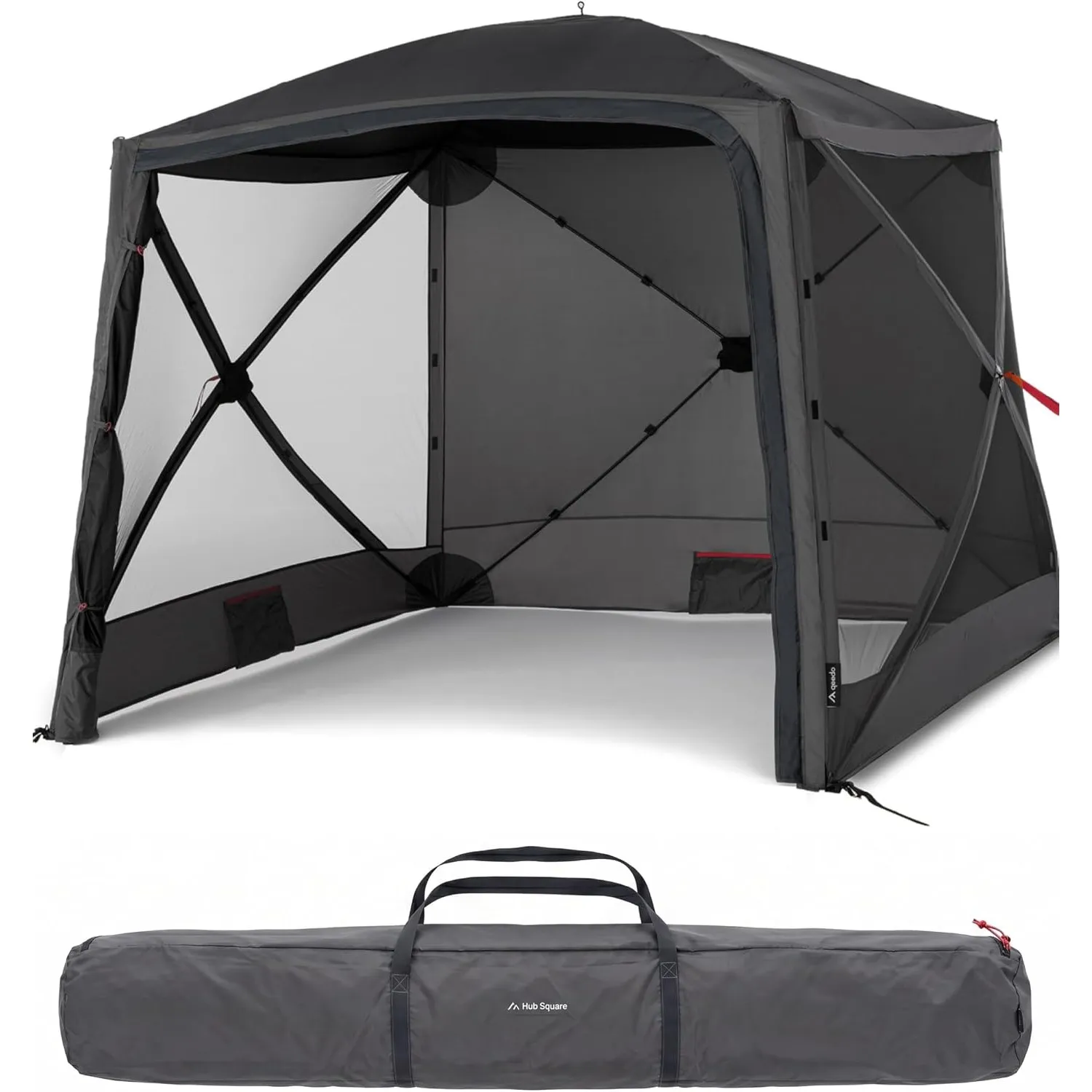 qeedo Quick Hub Square Faltbarer Pop Up Pavillon 2x2m mit Schnellaufbau & UV-Schutz - wasserabweisender Camping Pavillo…