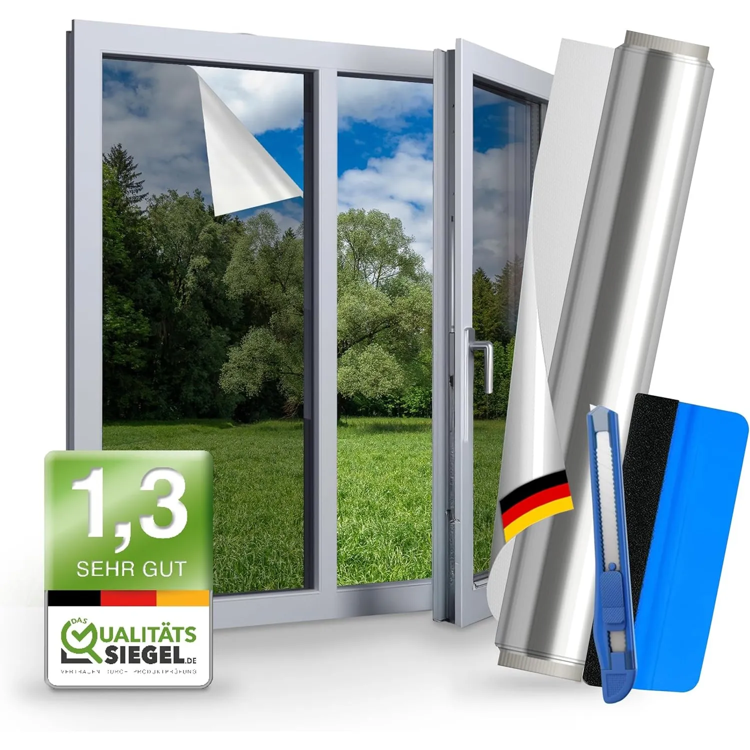 WindowShield® – UV Sonnenschutzfolie für Fenster Innen & Außen – Blickdichte Fensterfolie als Sonnenschutz Folie – Selb…