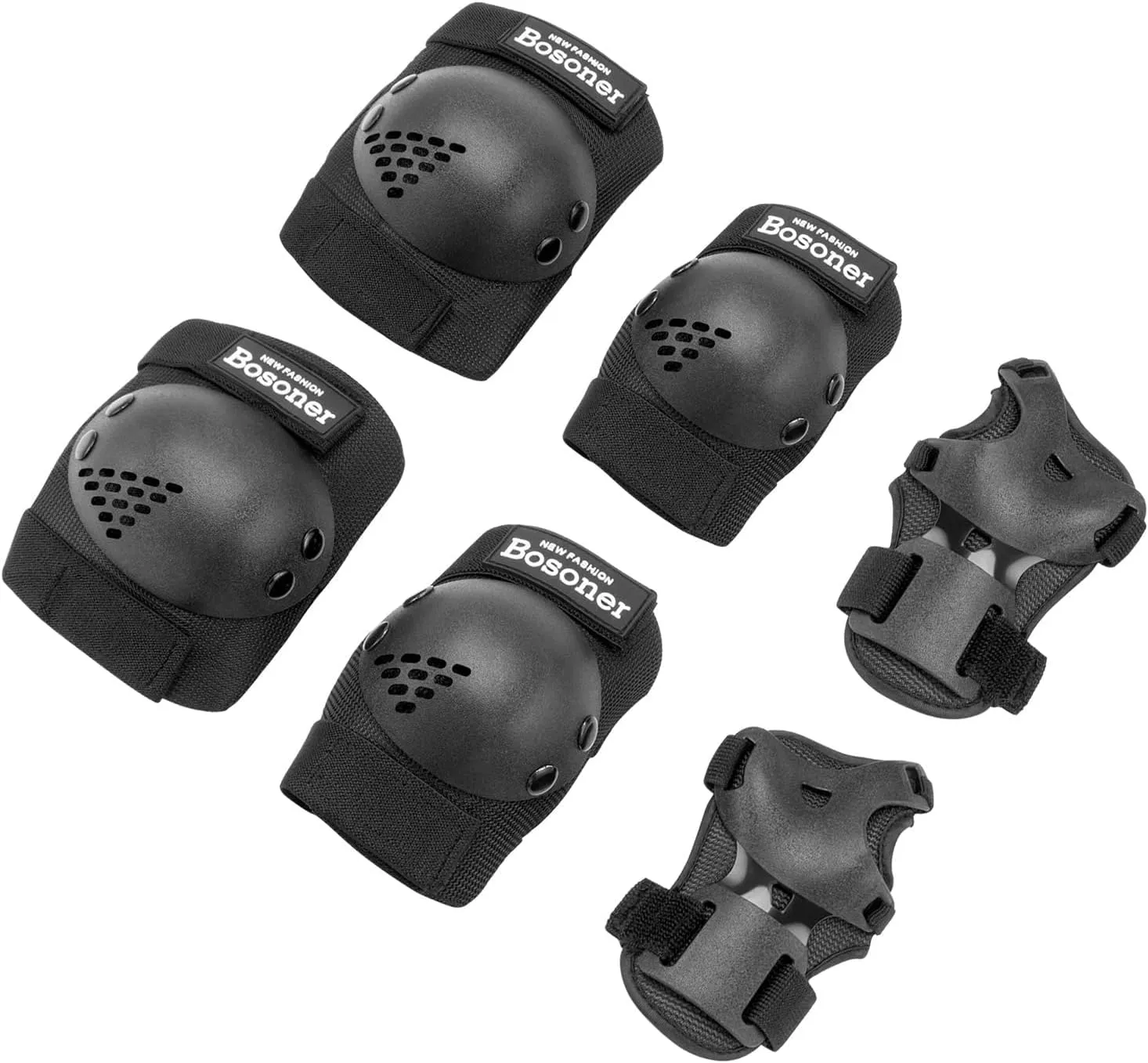 BOSONER Children's Knee Pads Inline Protectors Set of 6 Protectors Inline Skates Knee and Elbow Pads Protective Equipme…