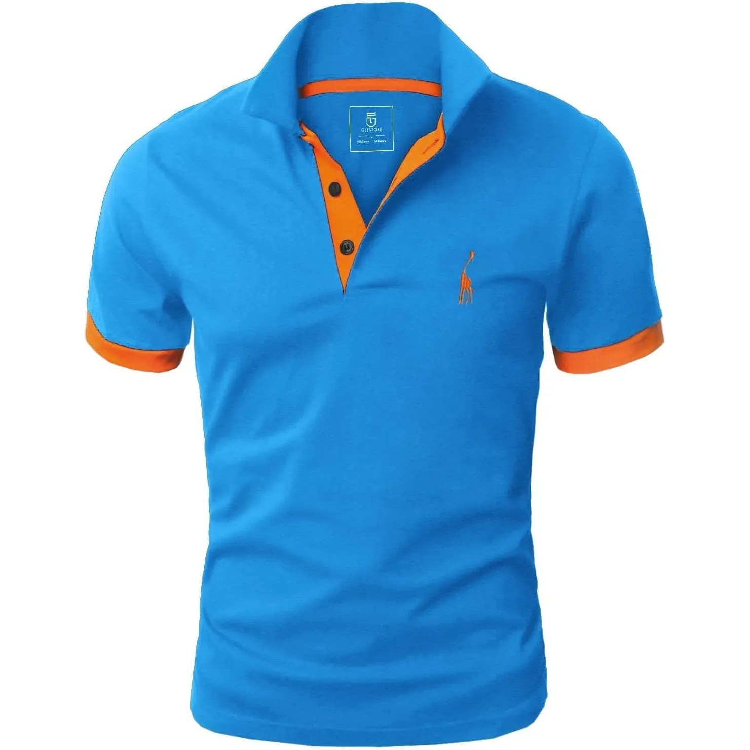 GLESTORE Poloshirt Herren Männer Hemd Herren Kurzarm Giraffe Stickerei T-Shirt Sommer Golf