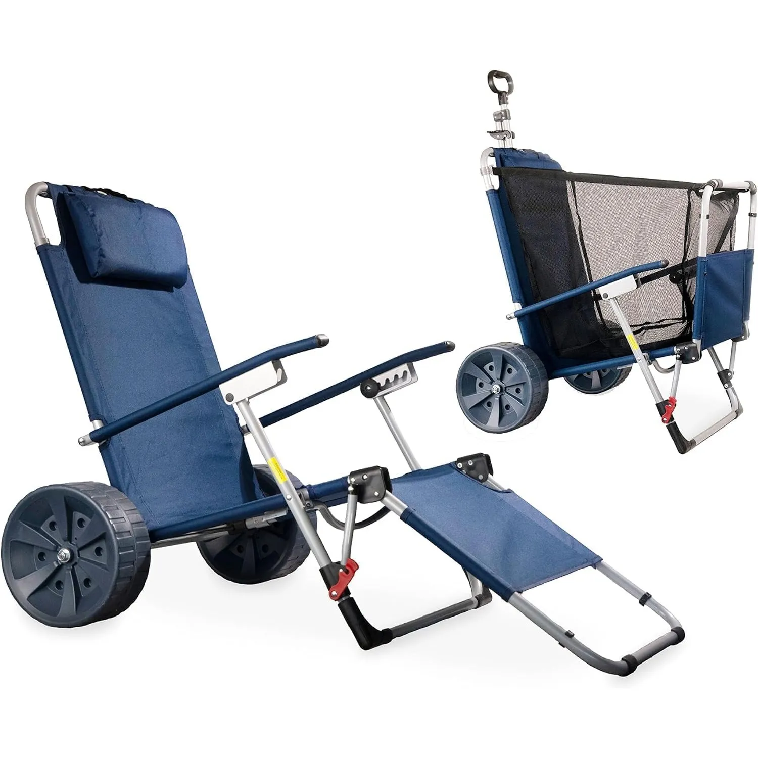 CampAir 2-in-1 Faltbarer Handwagen und Strandliege mit Rollen, blau | Handwagen, Oxford-Gewebe, abnehmbares Kissen, Sta…