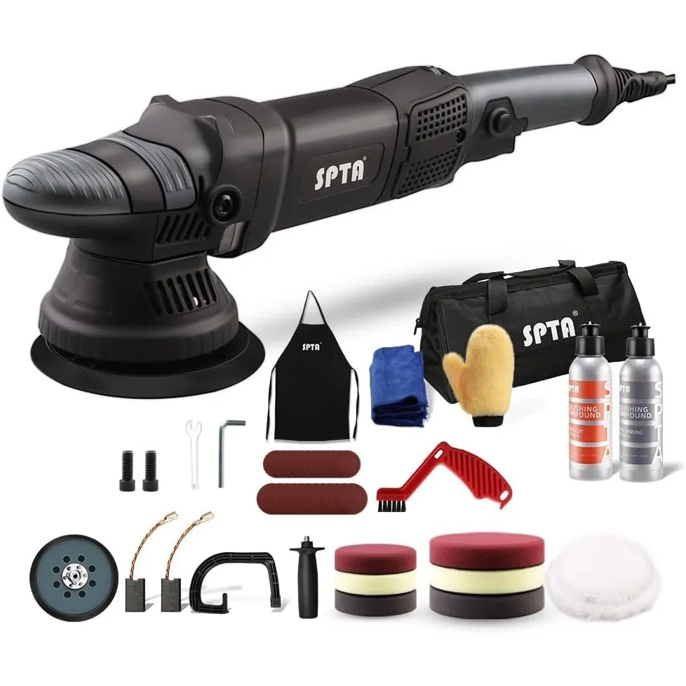 SPTA Auto Poliermaschine, 780W Exzenterpolierer, 6 Variable Geschwindigkeit, mit 125mm und150mm Polierschwamm, Abnehmba…