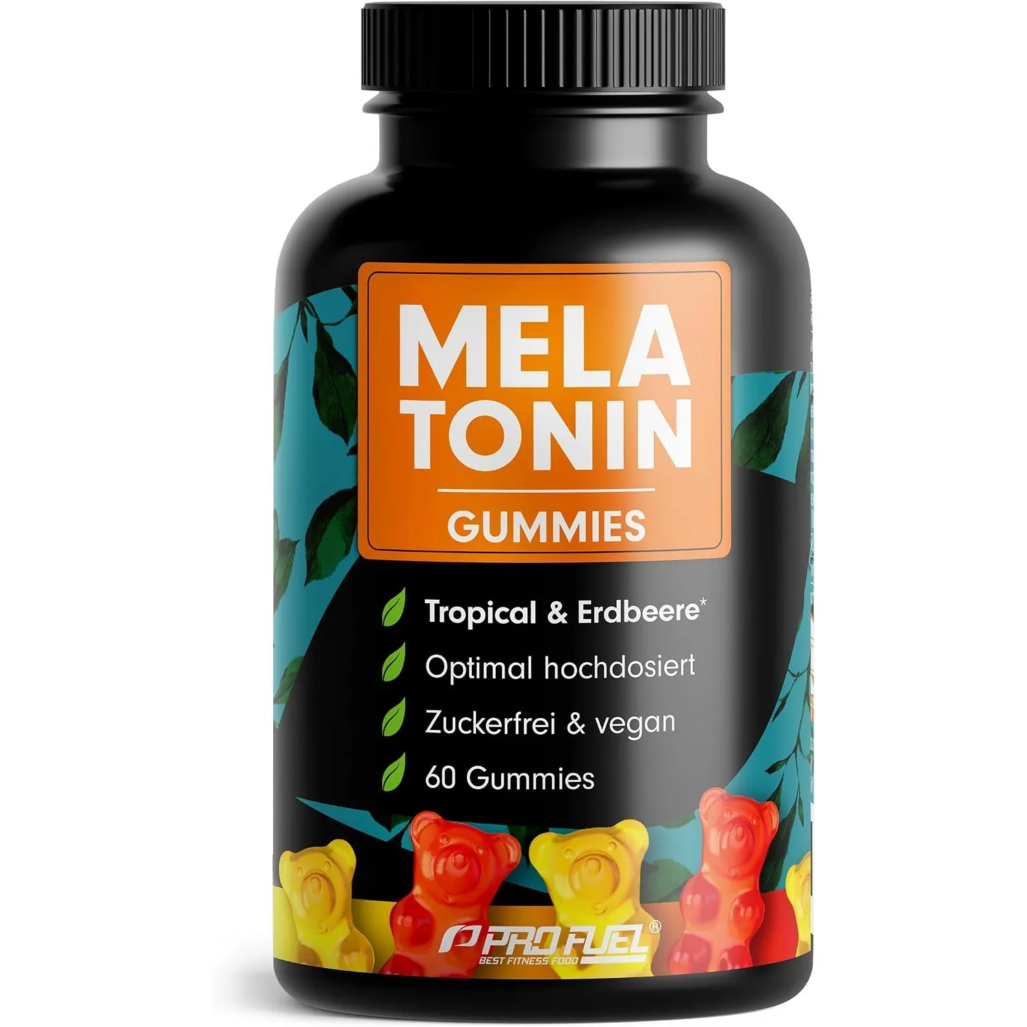 Melatonin Gummies 60x mit 0,5 mg Melatonin - leckerer Früchte-Mix-Geschmack (Erdbeere & Tropical) - Gummibärchen mit Me…