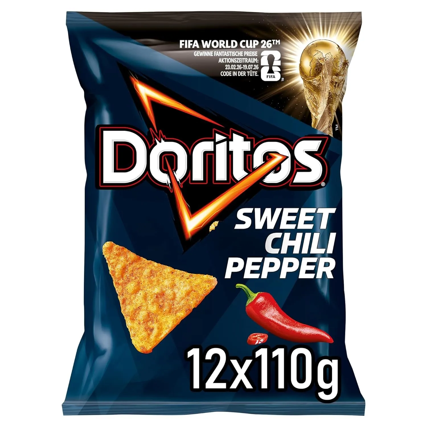 Doritos Sweet Chili Pepper - Tortilla Nachos mit süßem Chili-Geschmack - Herzhafter Snack zum Knabbern aus Mais (12 x 1…
