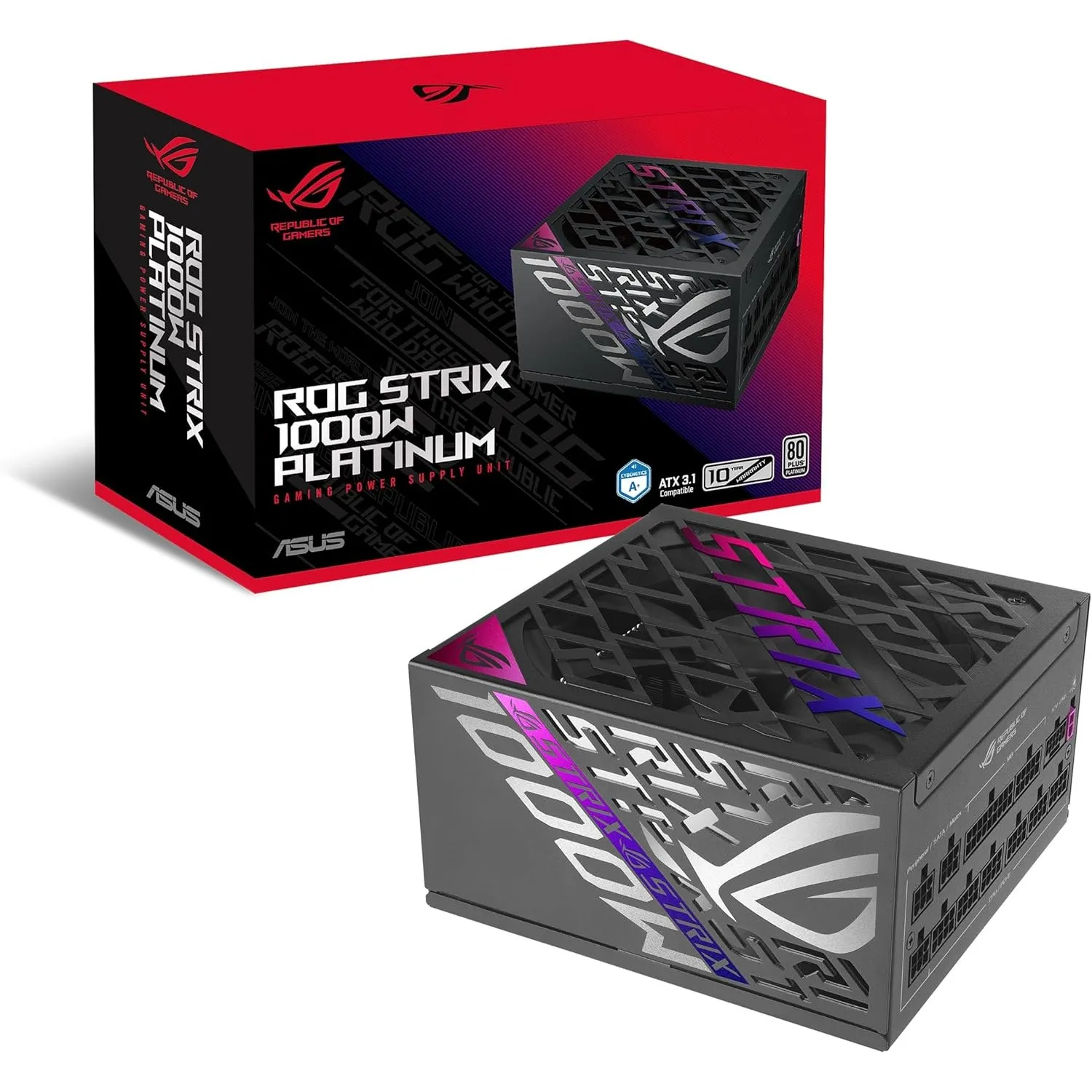ASUS ROG Strix 1000W Platinum Gaming Netzteil (Vollmodulares ATX Netzteil, GPU-First, 80 Plus Platin, Cybenetics Platin…
