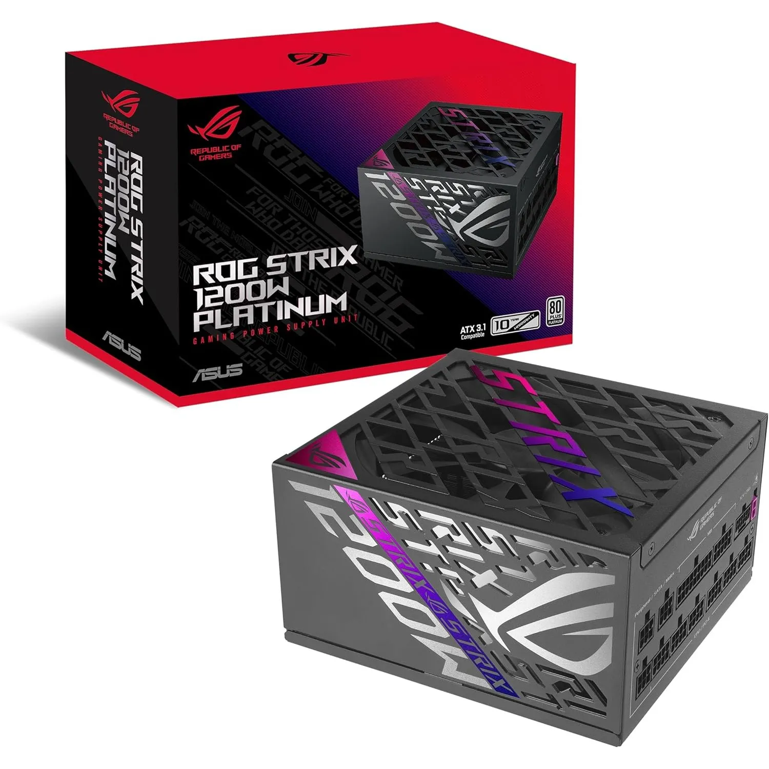ASUS ROG Strix 1200W Platinum Gaming Netzteil (Vollmodulares ATX Netzteil, GaN-MOSFET, 80+, patentiertes GPU-First, Cyb…