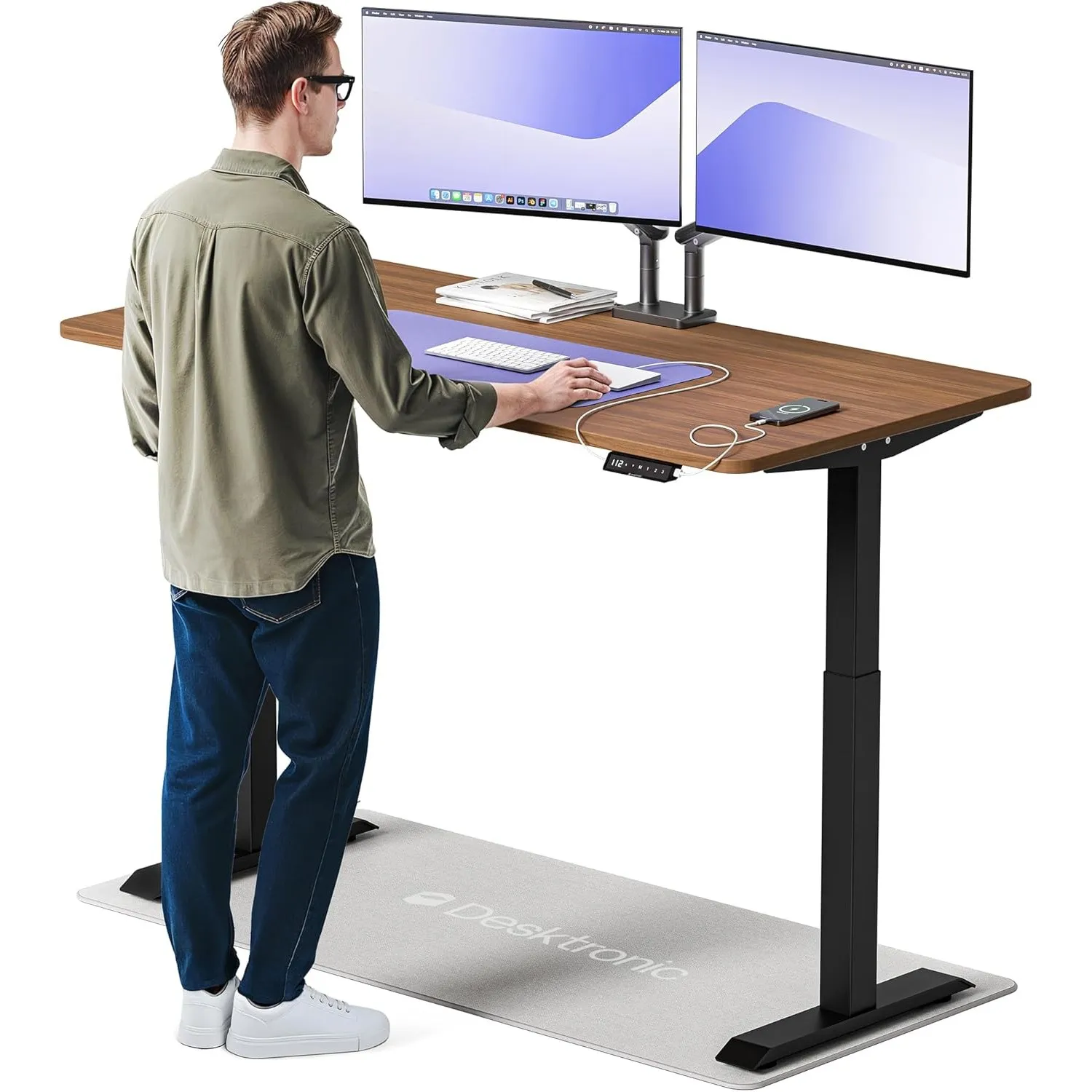 Desktronic Homeone Höhenverstellbarer Schreibtisch 160 × 80 cm – Elektrischer Schreibtisch Mit Zwei Elektrischen Motore…