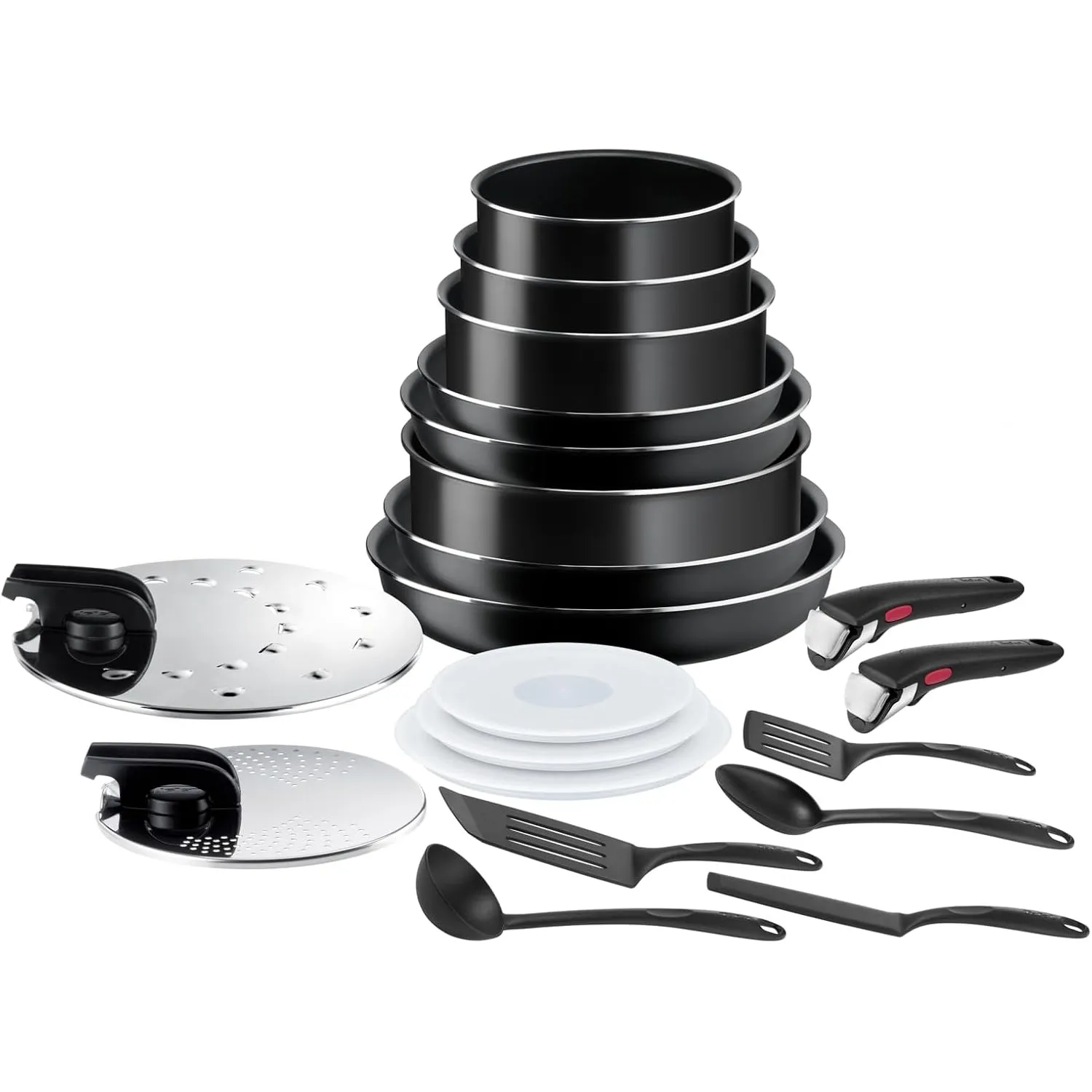 Tefal Ingenio Easy On 20-teiliges Topf und Pfannenset abnehmbarer Griff, stapelbar, platzsparend, Töpfe und Pfannen mit…