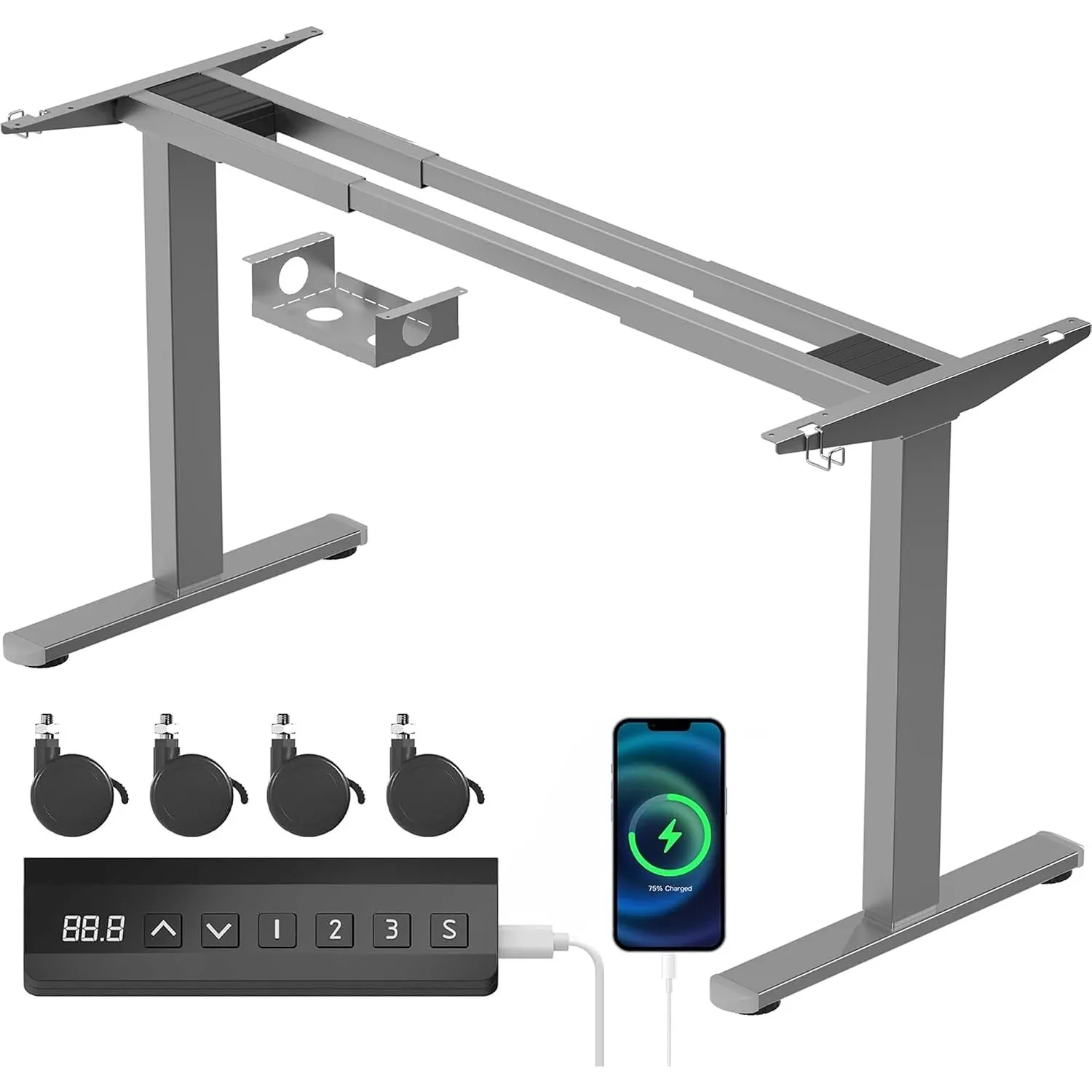 Homall Höhenverstellbarer Schreibtisch Gestell mit 2 Motoren & Type-C