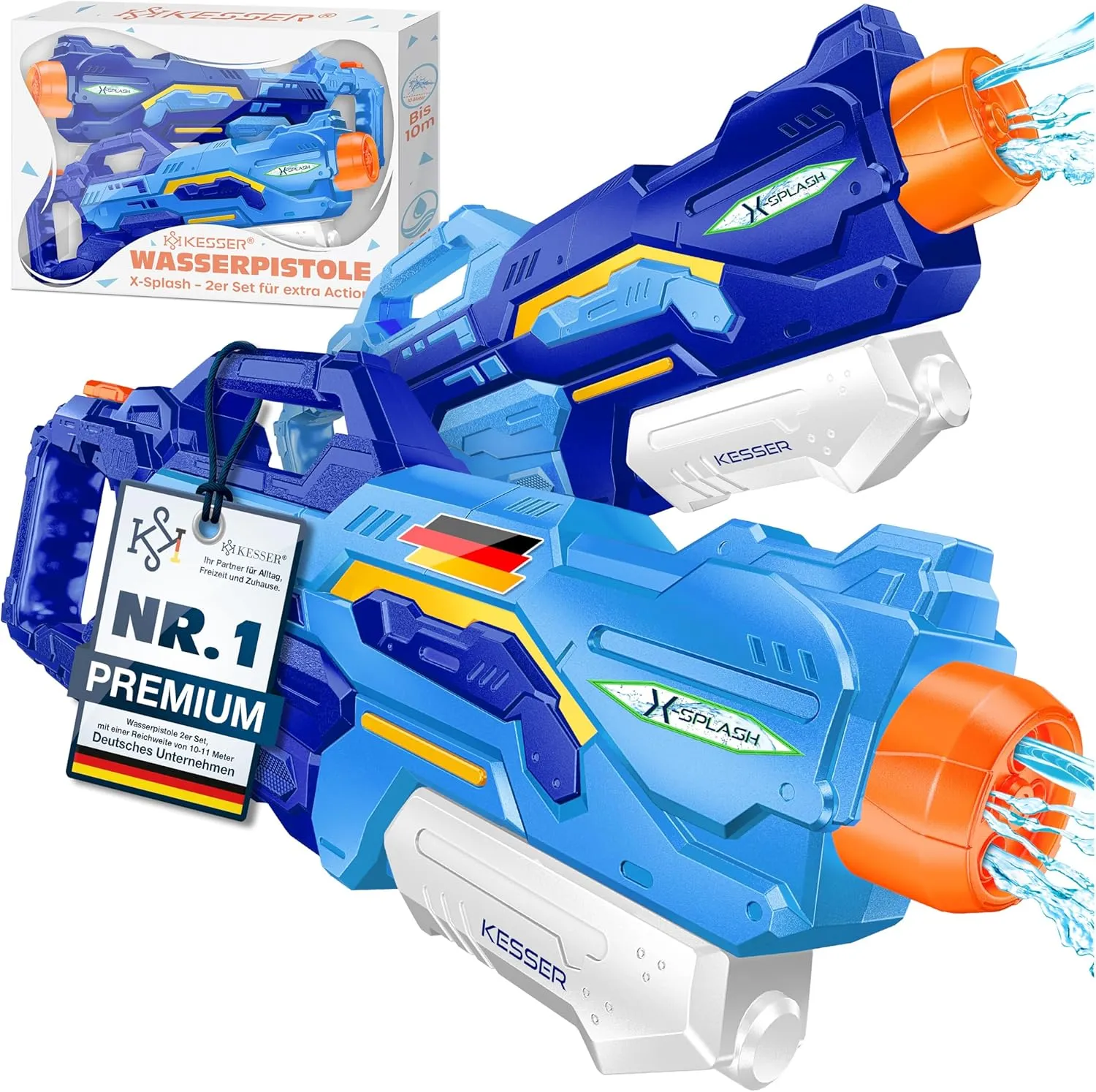 KESSER Water Pistol Set of 2 Water Pistols Spray Guns Range 10-11 Metres, Capacity 1500 ml Water Fun Beach Toy Outdoor …