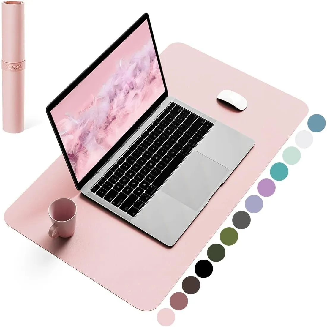 YSAGi Schreibtischunterlage, Mauspad mit Leder und Rutchfeste Wildleder, Multifunktionales Office Mousepad Laptop Schre…