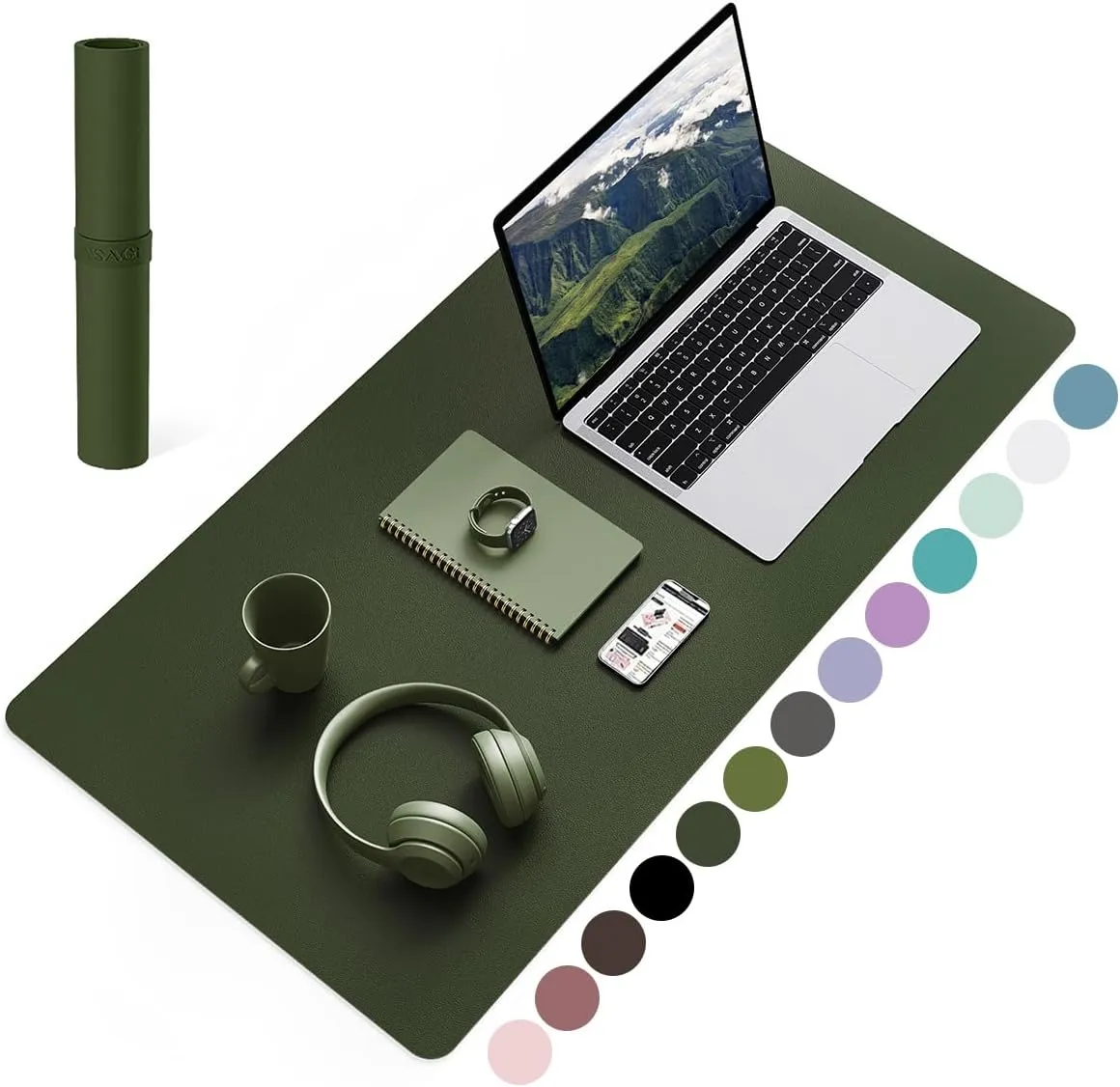 YSAGi Schreibtischunterlage, Mauspad mit Leder und Rutchfeste Wildleder, Multifunktionales Office Mousepad Laptop Schre…