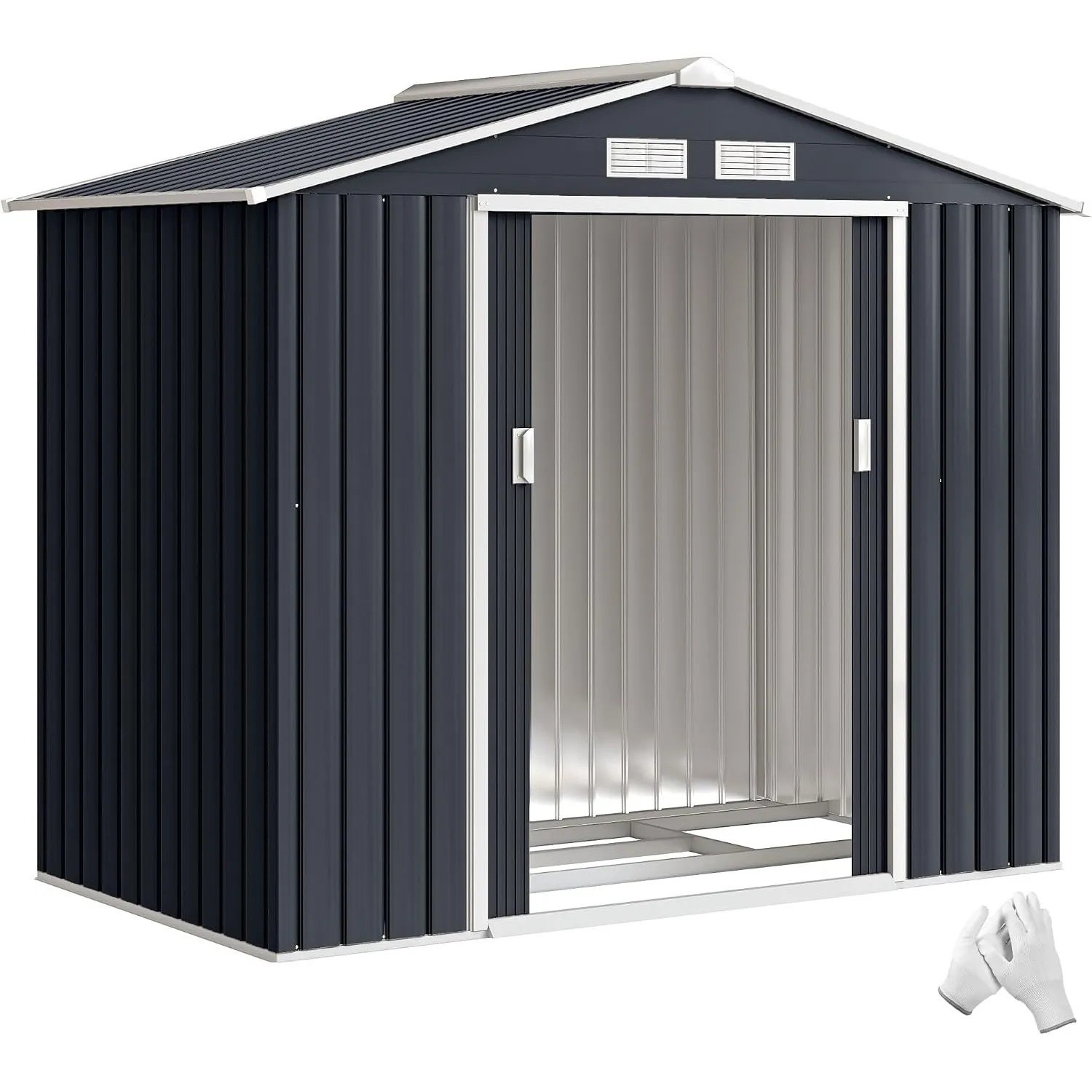 Outsunny Gerätehaus 2,42 m² mit Pultdach 213 x 130 x 185 cm Dunkelgrau