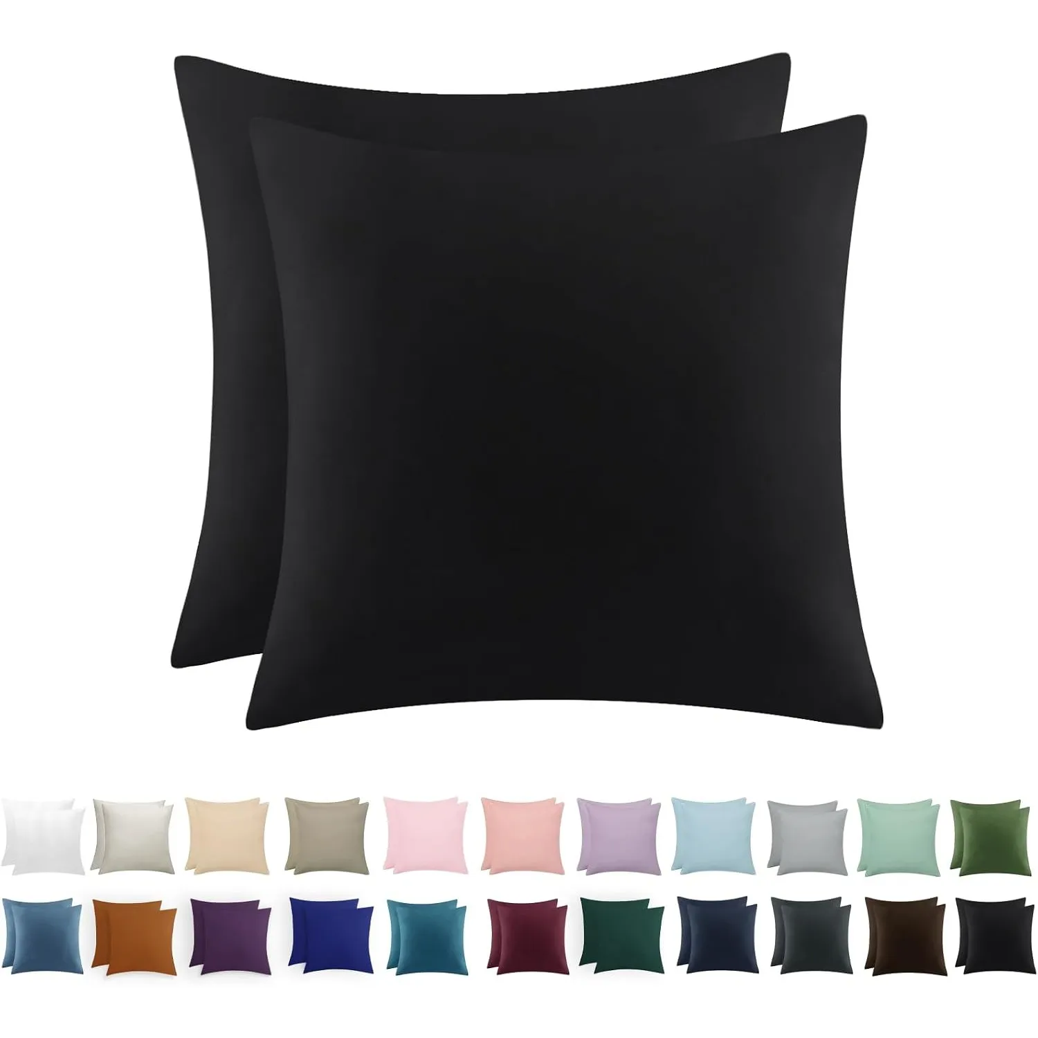 Aisbo Kissenbezug 80x80 2er Set - Kopfkissenbezug 80 x 80 Schwarz mit Reißverschluss aus 90gsm Mikrofaser, ÖKO-TEX Pill…