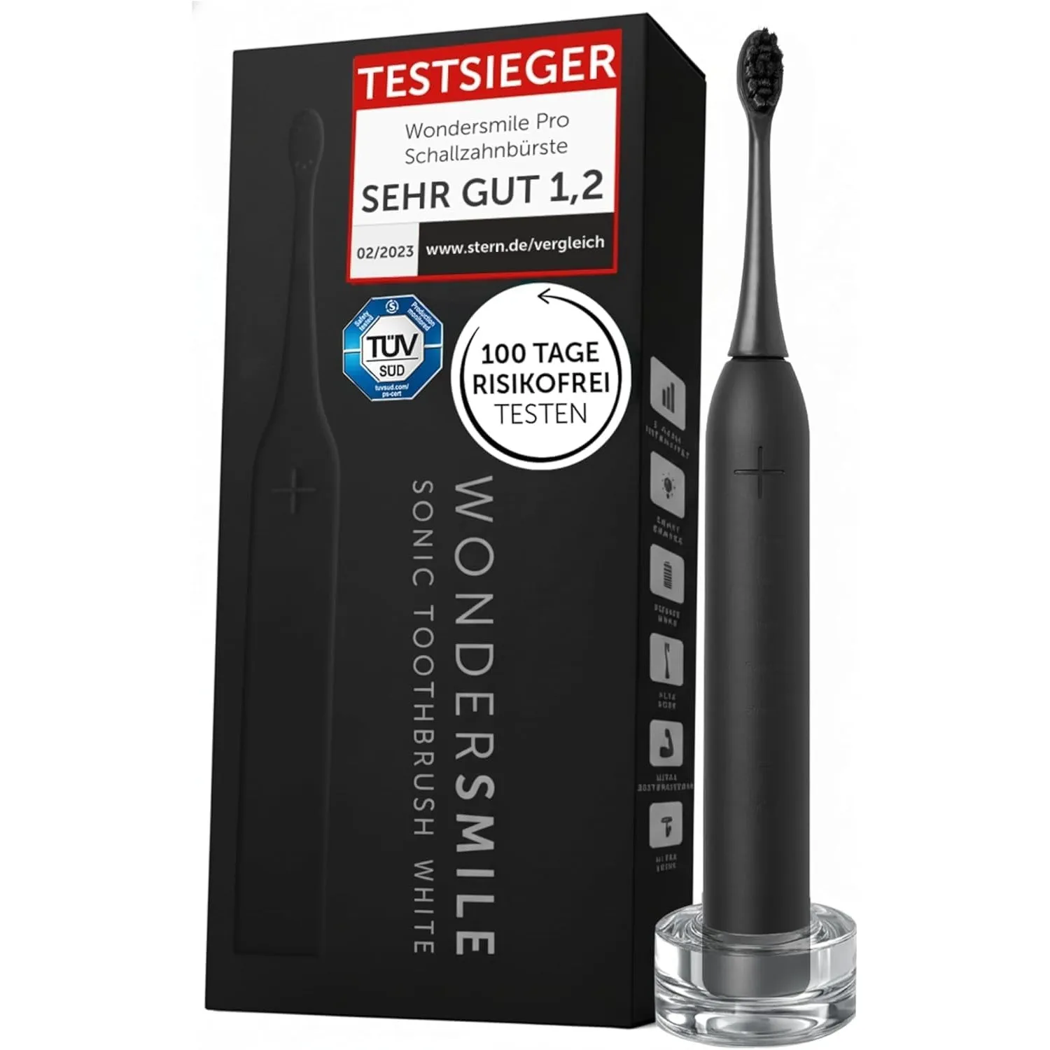 WonderSmile Schallzahnbürste Pro Ultimate Black – Testsieger 2026* – IPX8