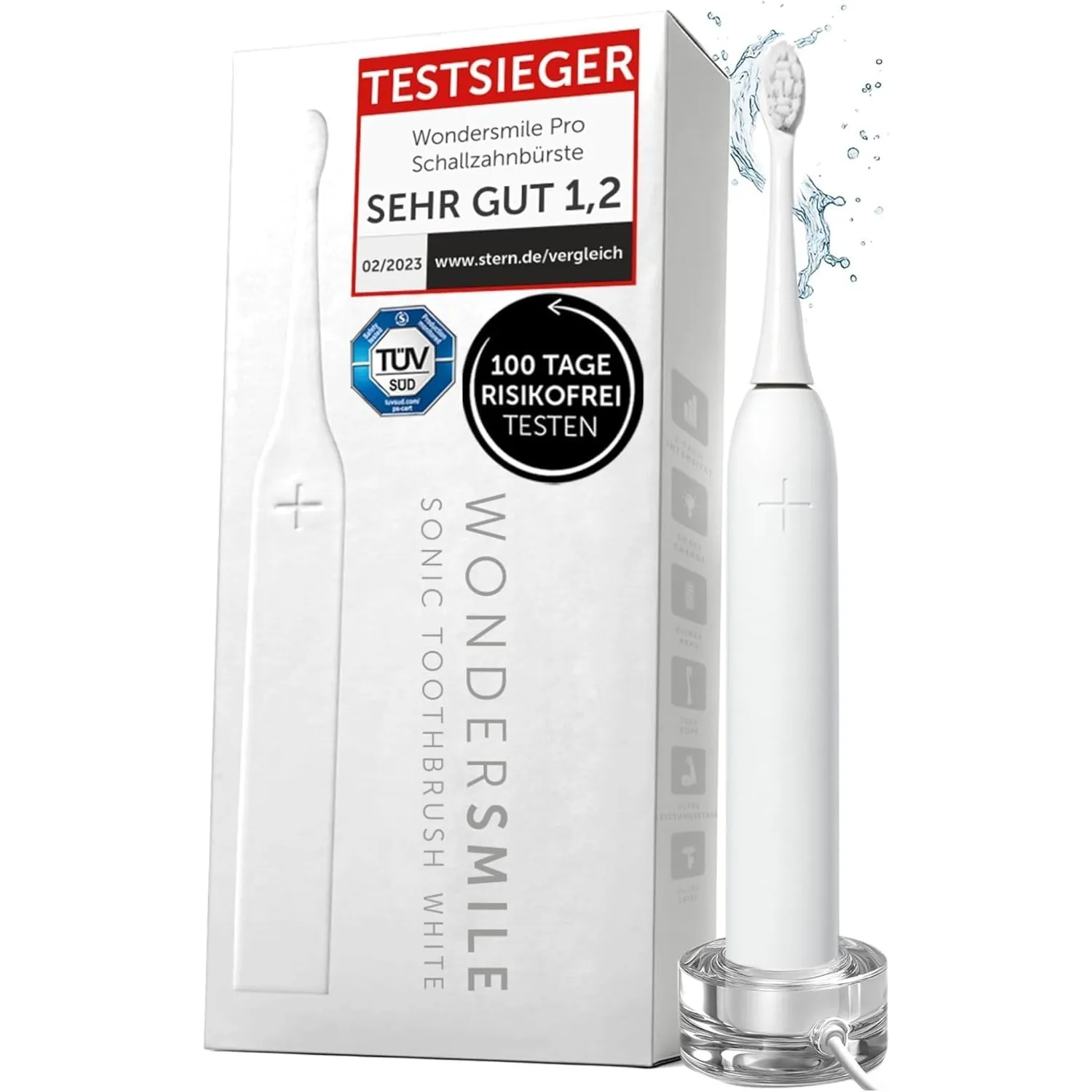 WonderSmile Schallzahnbürste Pro All White – Testsieger 2026* – IPX8