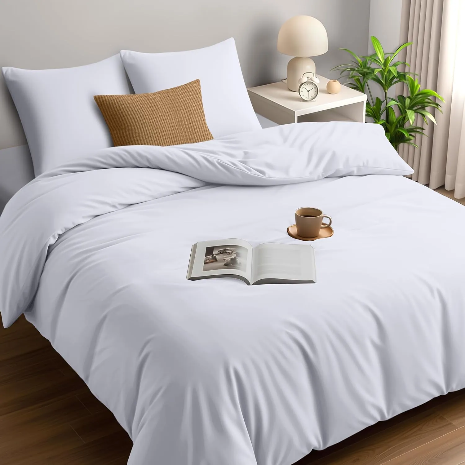 Utopia Bedding Bed Linen 155 x 220 cm, Microfibre Duvet Cover 155 x 220 cm + 2 Pillowcases 80 x 80 cm, White