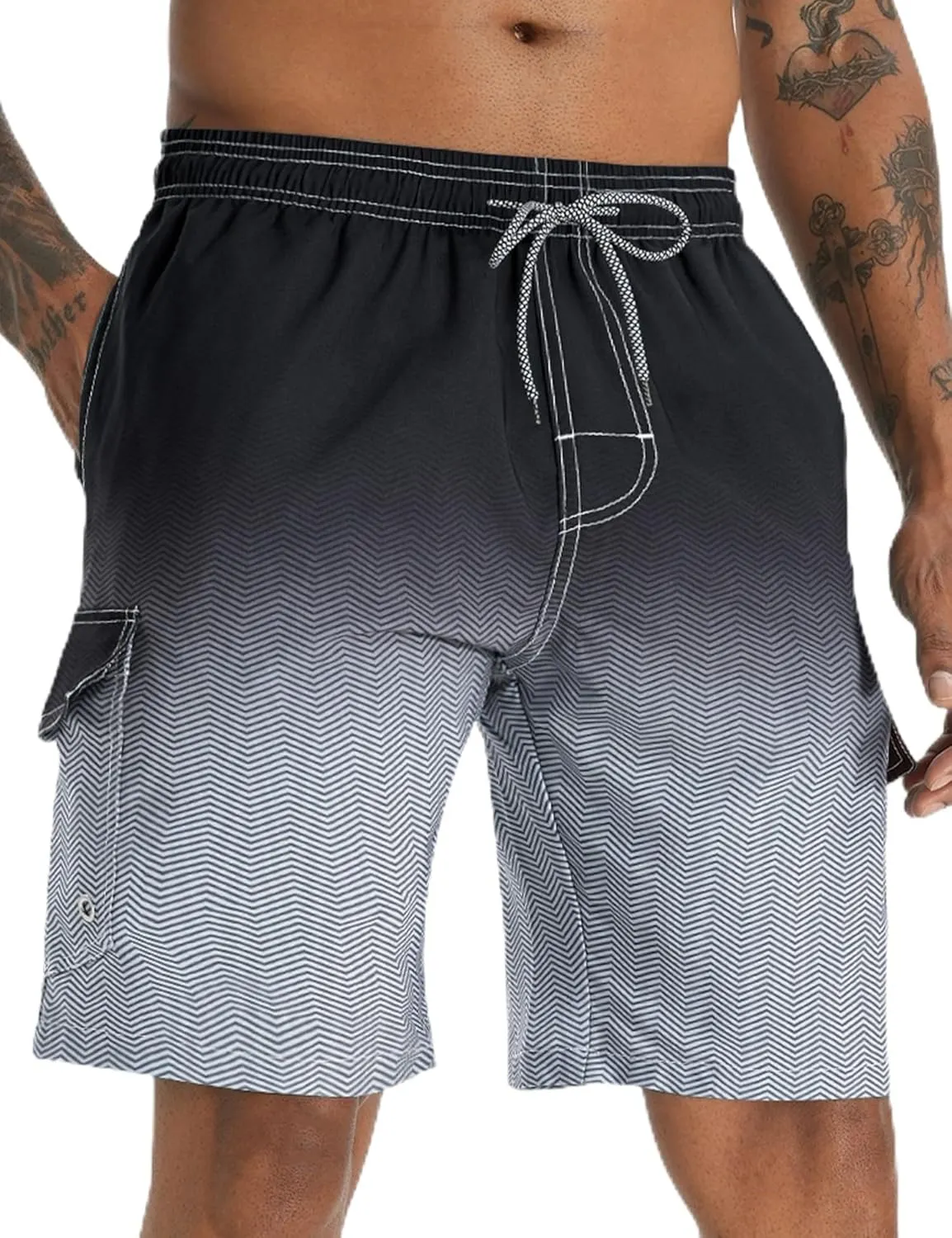 APTRO Men's Swimming Trunks, Long Swimming Shorts, Quick-Drying Board Shorts, Leisure Shorts with Inner Briefs