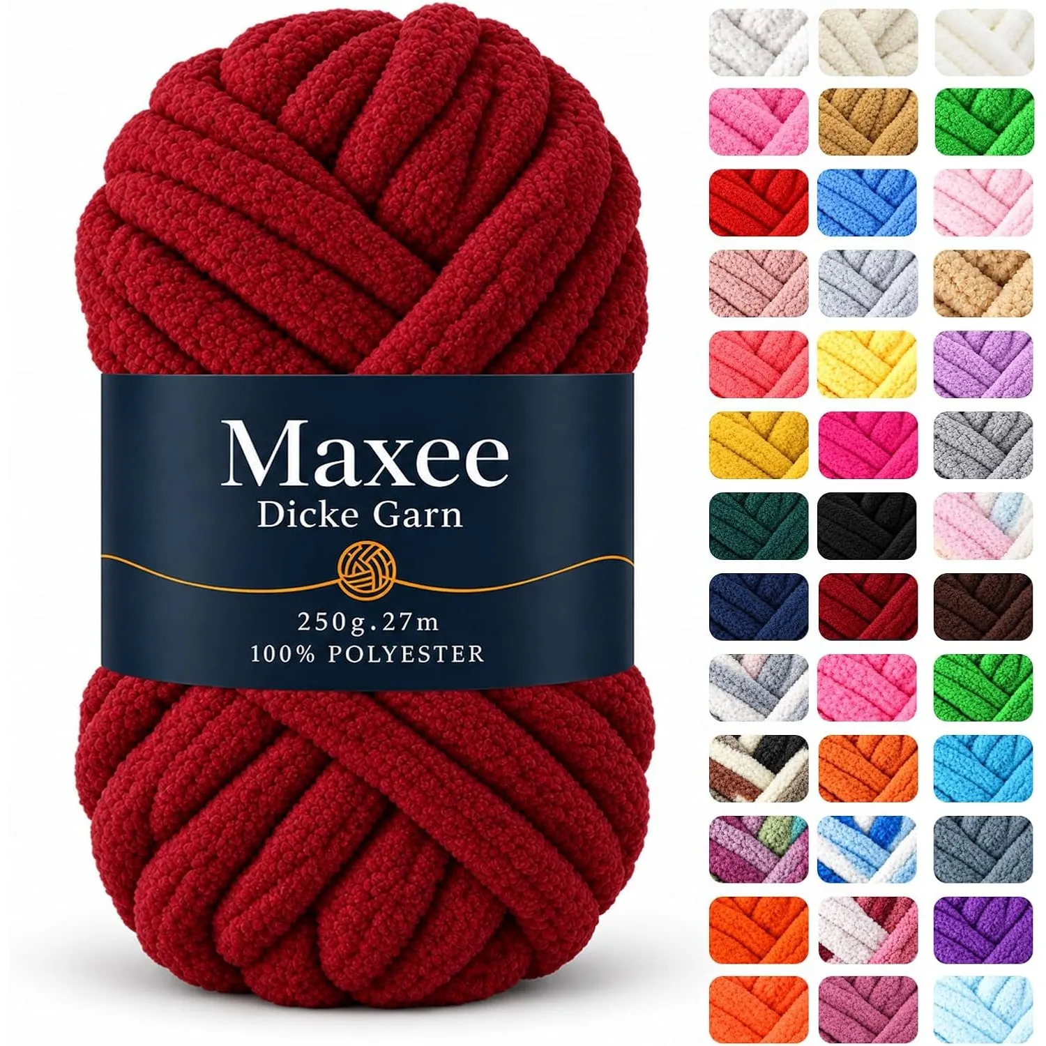 Maxee Dicke Wolle Garn 250g, Sperrige Armstricken Wolle, Soft Arm Knitting, XXL Grobstrick Weiches Wollgarn, zum Häkeln…