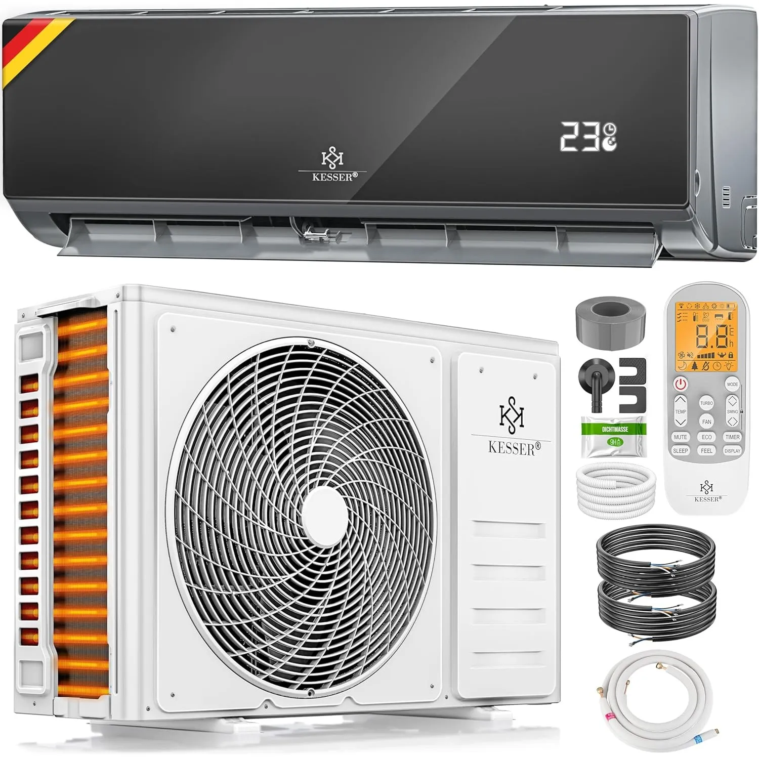KESSER® Klimaanlage Set Split, WiFi/App Funktion Klimagerät, Kühlen A++/Heizen A+, 12000 BTU/h (3.400W) sehr leise, Käl…