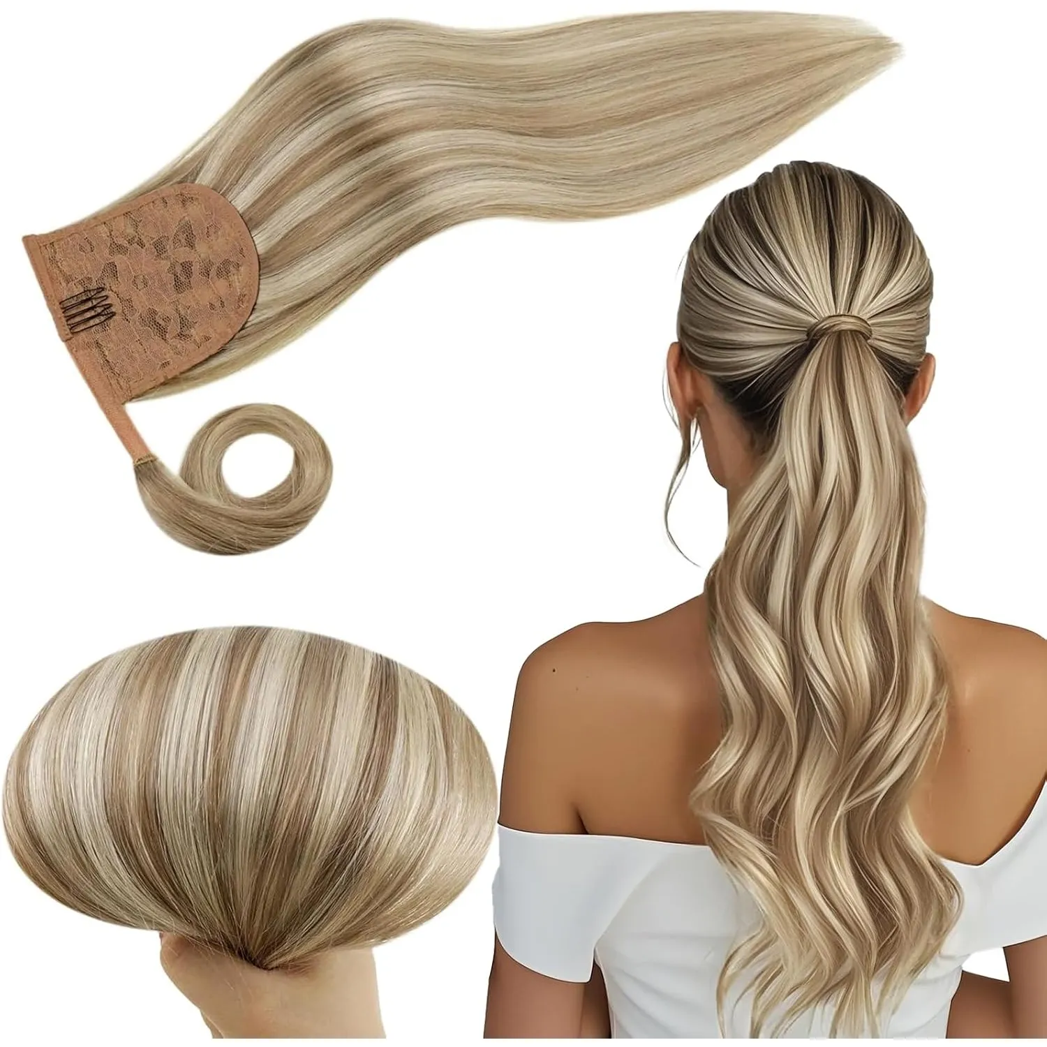 RUNATURE Echthaar Zopf Echte Haare Ponytail Extensions Echthaar Haar Pferdeschwanz Extensions Echthaar