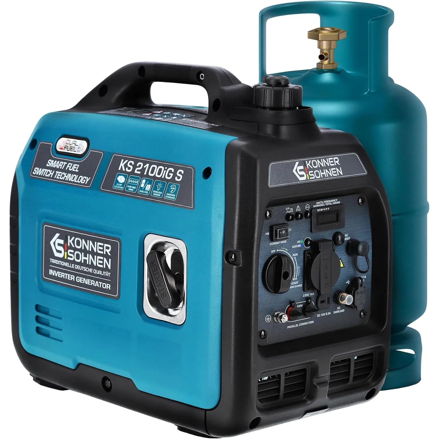 Könner&Söhnen KS 2100iG S InverterGenerator 2000W,Stromerzeuger LPG/Benzin