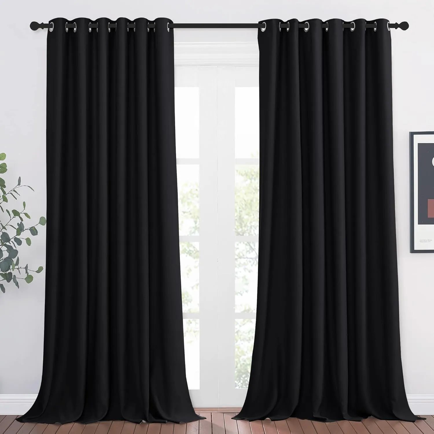 PONY DANCE Verdunklungsvorhänge mit Ösen 2er Set H 245 x B 200 cm Schwarze Gardinen für Schlafzimmer Guten Schlaf Schaf…