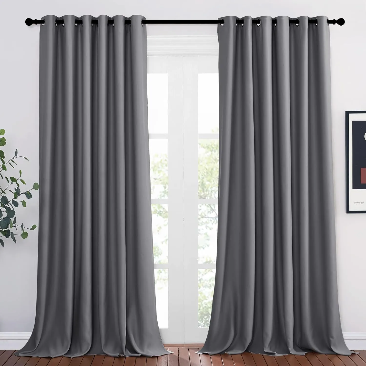 PONY DANCE Thermogardinen Hitzeschutz mit Ösen Extra Breite Gardinen Wohnzimmer 2er Set H 245 x B 200 cm Verdunklungsvo…