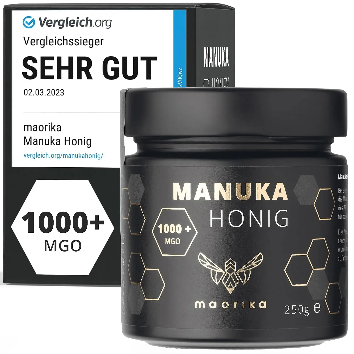 Manuka Honig 1000 MGO + 250g im Glas (lichtundurchlässig, kein Plastik) - laborgeprüft, zertifiziert aus Neuseeland - m…