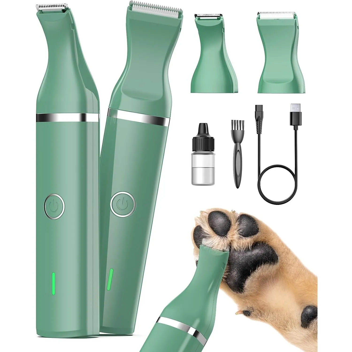 Oneisall 2in1 Pfotentrimmer für Hunde Katze, Ganzkörper, Micro-USB-Ladung