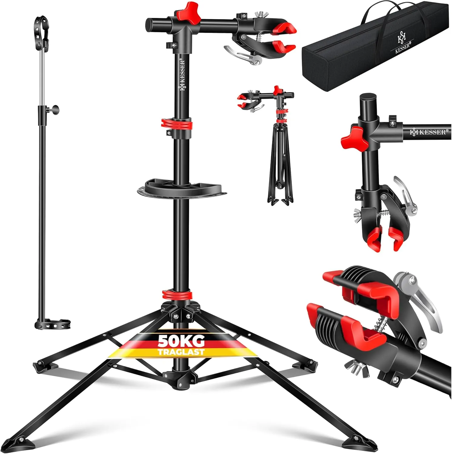 KESSER Bicycle Mounting Stand Professional Repair Stand Bicycle Stand + Bag Bicycle Repair Stand up to 30 kg Bicycle Re…