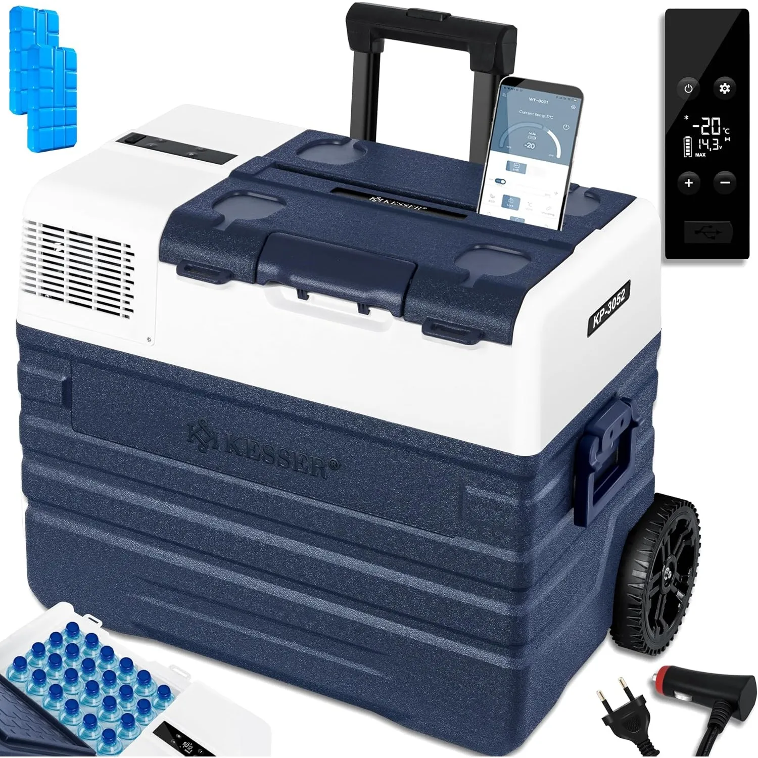 KESSER® Kompressor Kühlbox elektrisch Gefrierbox, 52 Liter Mit APP-Steuerung USB-Anschluss 12/24 V 230V, +Teleskopstang…