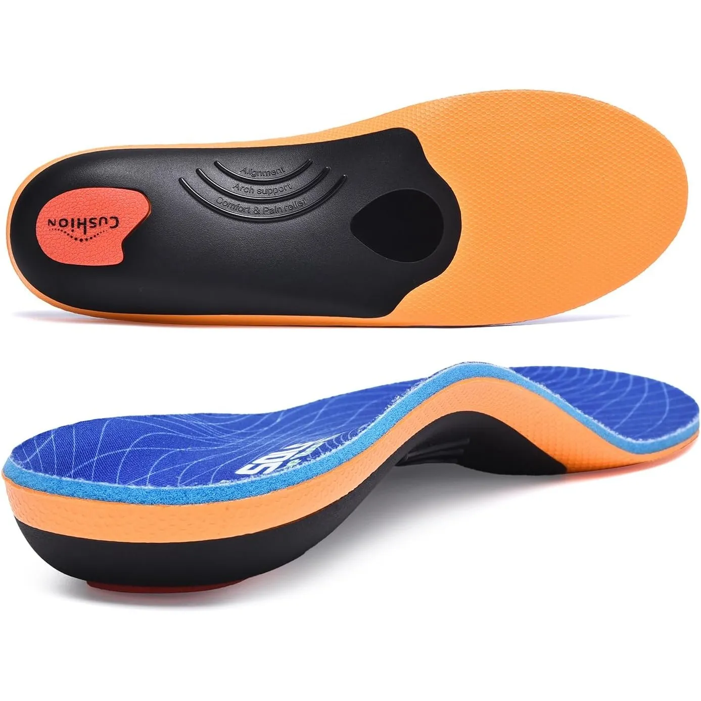 VALSOLE Orthopädische Einlegesohlen, Plantar Fasciitis Hohe Arch Support Schuheinlagen, Für Fersensporn,Plattfuß, Fußsc…
