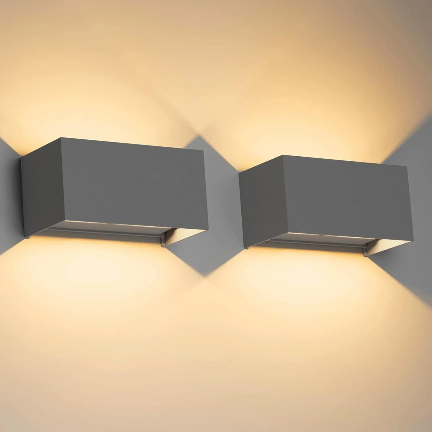 Klighten 24W Außenlampe Außenwandleuchte,3000K Warmweiß,2er Pack,Dunkelgrau