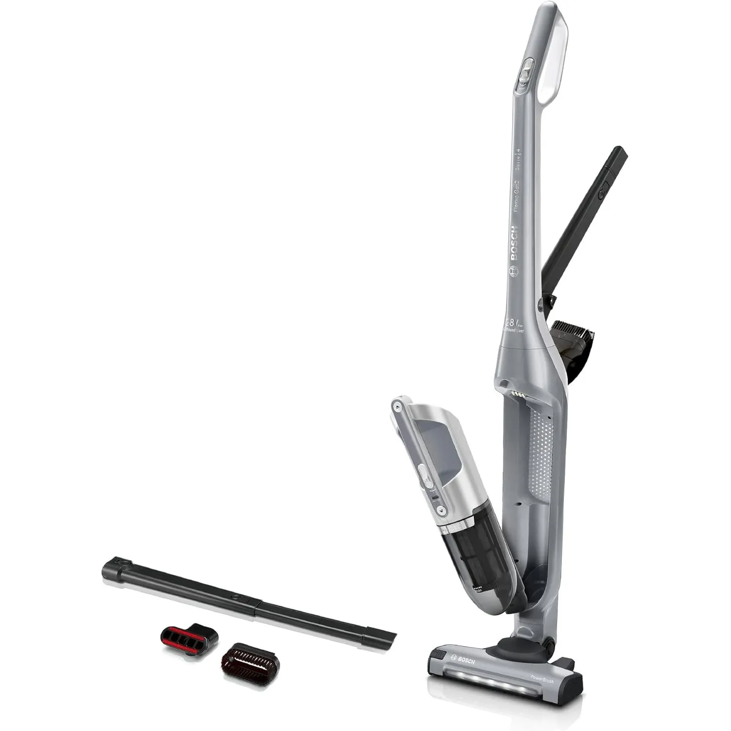 Bosch Akku-Staubsauger Flexxo 2in1 Serie 4 BBH3K2801, kabelloser Handstaubsauger, beutellos, hohe Saugleistung, Lange L…