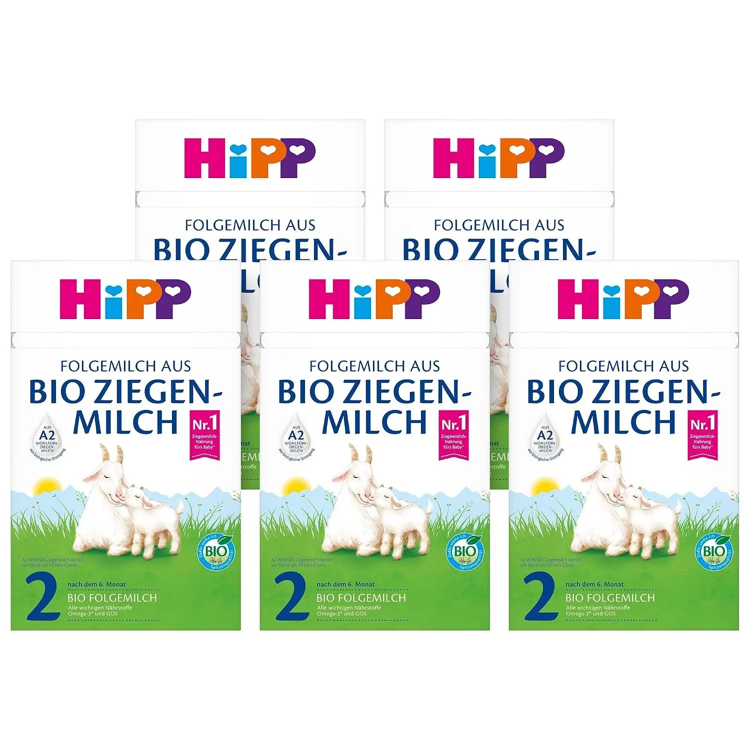 HiPP 2 Folgemilch aus Bio Ziegenmilch (5 x 400g), nach dem 6. Monat, mit GOS, Omega 3 & 6 und A2-beta-Casein, besonders…