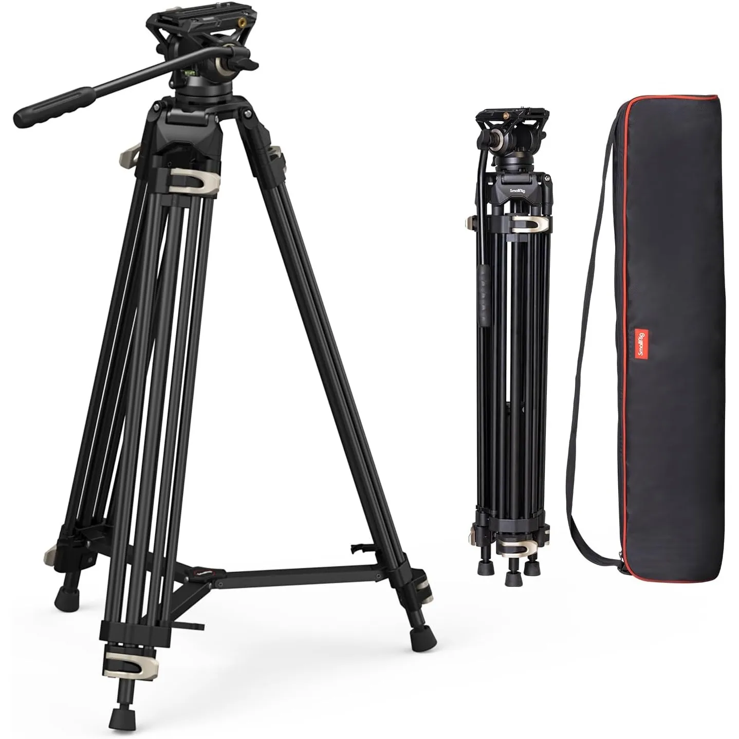 SMALLRIG Videostativ, 73-Zoll (186 cm) Heavy Duty Tripod Hochleistungs Stativ mit 360-Grad-Fluidkopf und Schnellwechsel…
