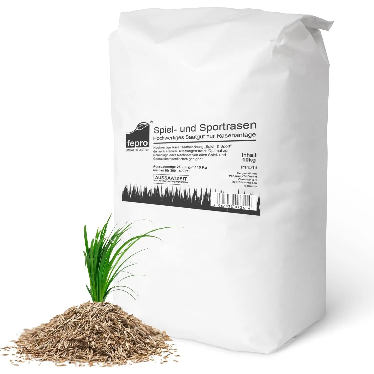 20kg Rasensamen Sport und Spiel schnellkeimend 800m², dürreresistent, robust, tiefgrün, ideal für Neuansaat und Nachsaa…