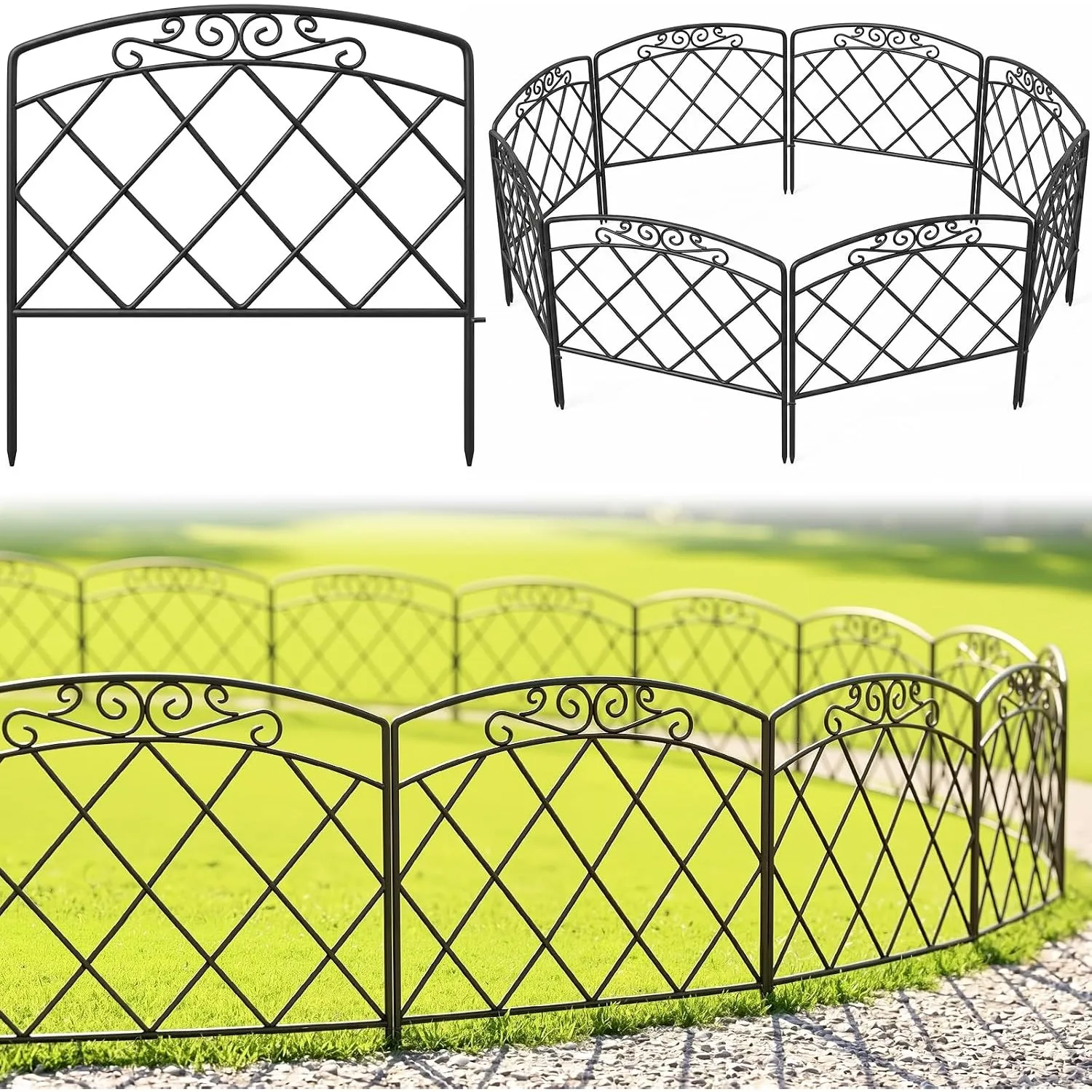 Thealyn Gartenzaun aus Metall, 61 cm breit x 61 cm hoch, 5 Paneele