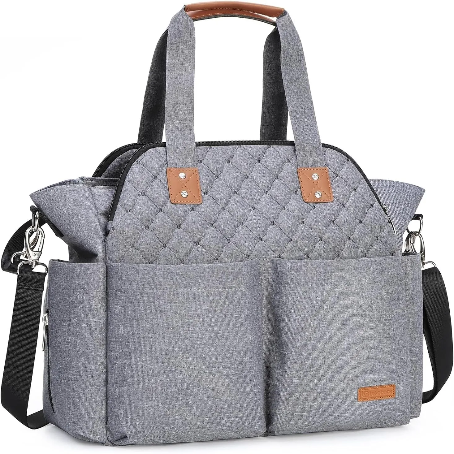 Lekebaby Baby Wickeltasche Bote groß mit Wickelunterlage für Reise, 19 Taschen, Diaper Bag Reisewindeltasche für Mama u…