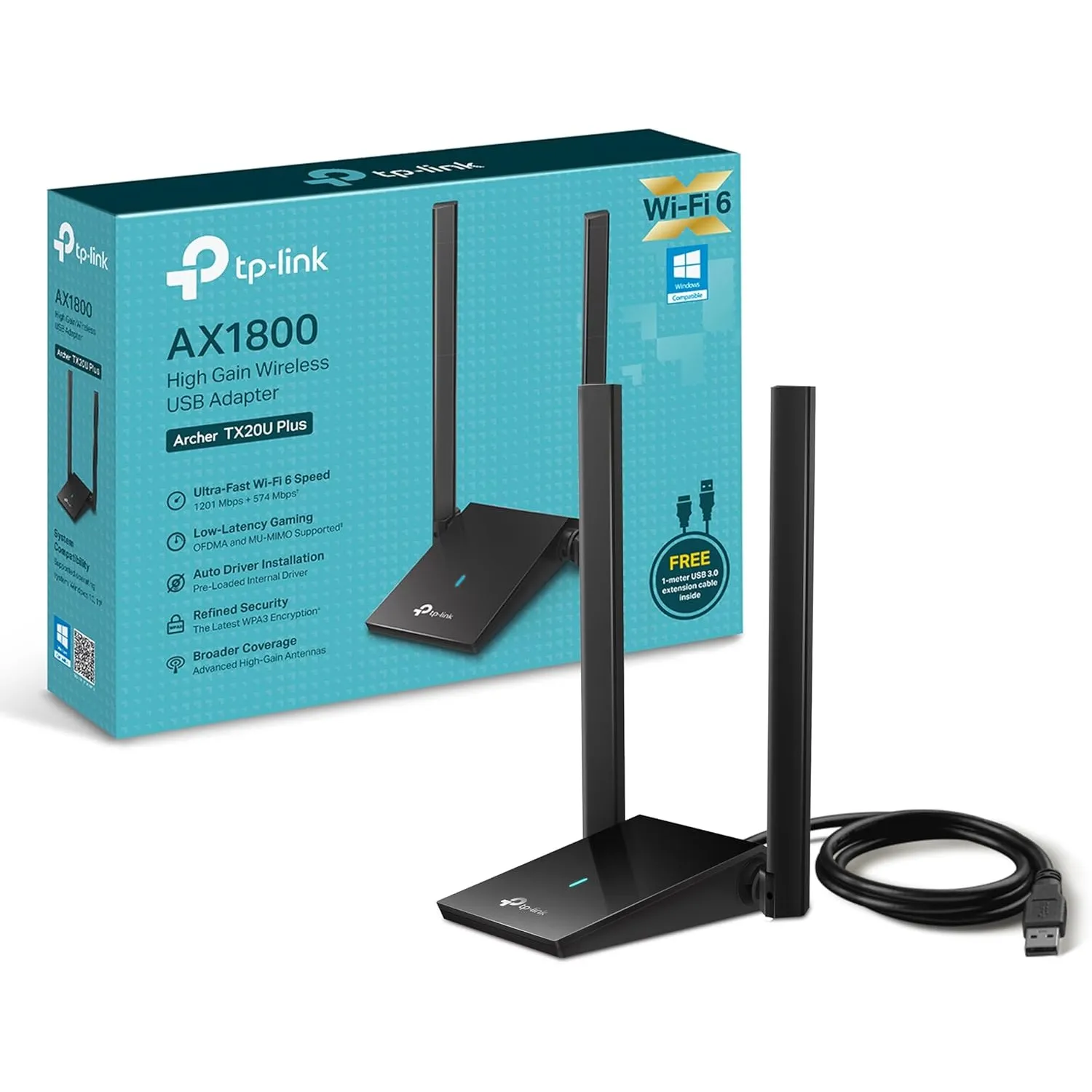 TP-Link Archer TX20U Plus WLAN Stick Für PC, WiFi 6 AX1800 Dual Band, USB 3.0, MU-MIMO, Antennen mit hoher Verstärkung,…