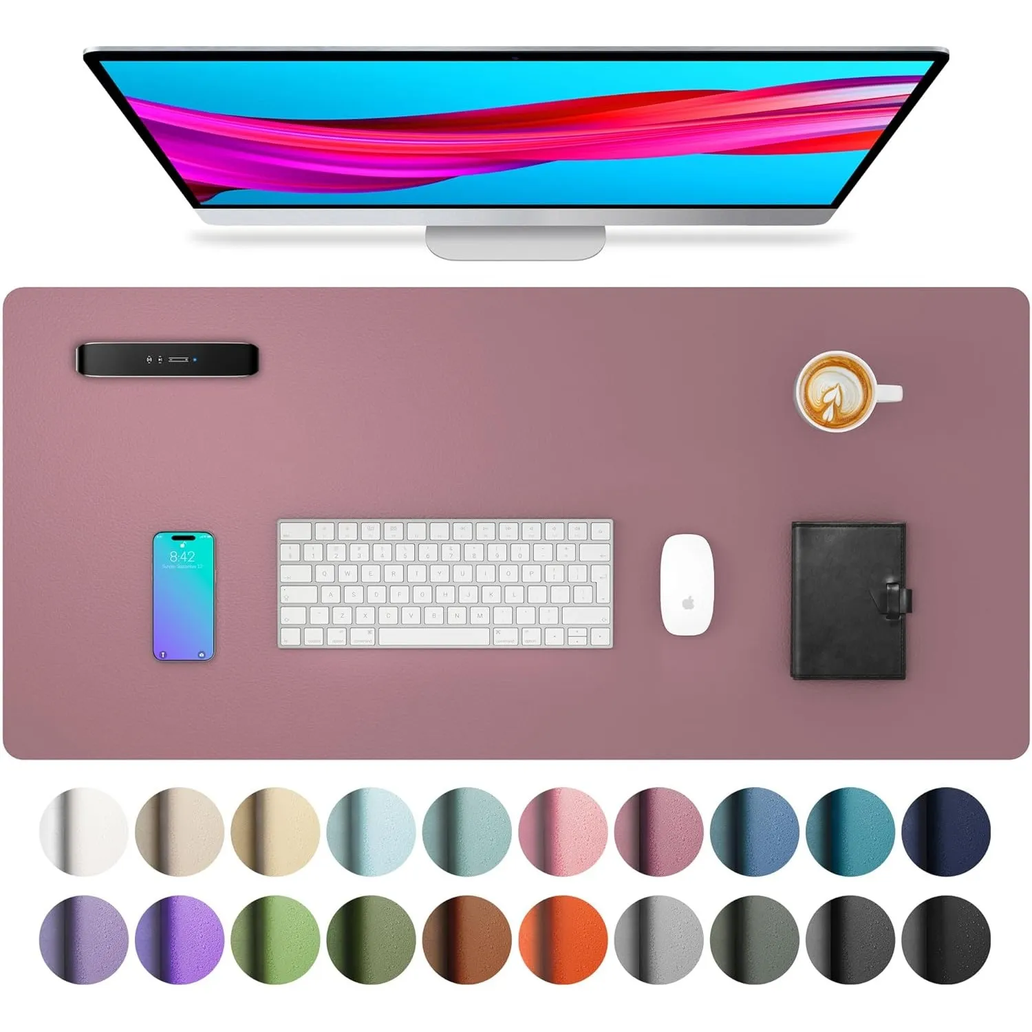 Aothia Schreibtischunterlage,Mauspad mit Leder und Rutchfeste Wildleder,Multifunktionales Office Mousepad Laptop Schrei…