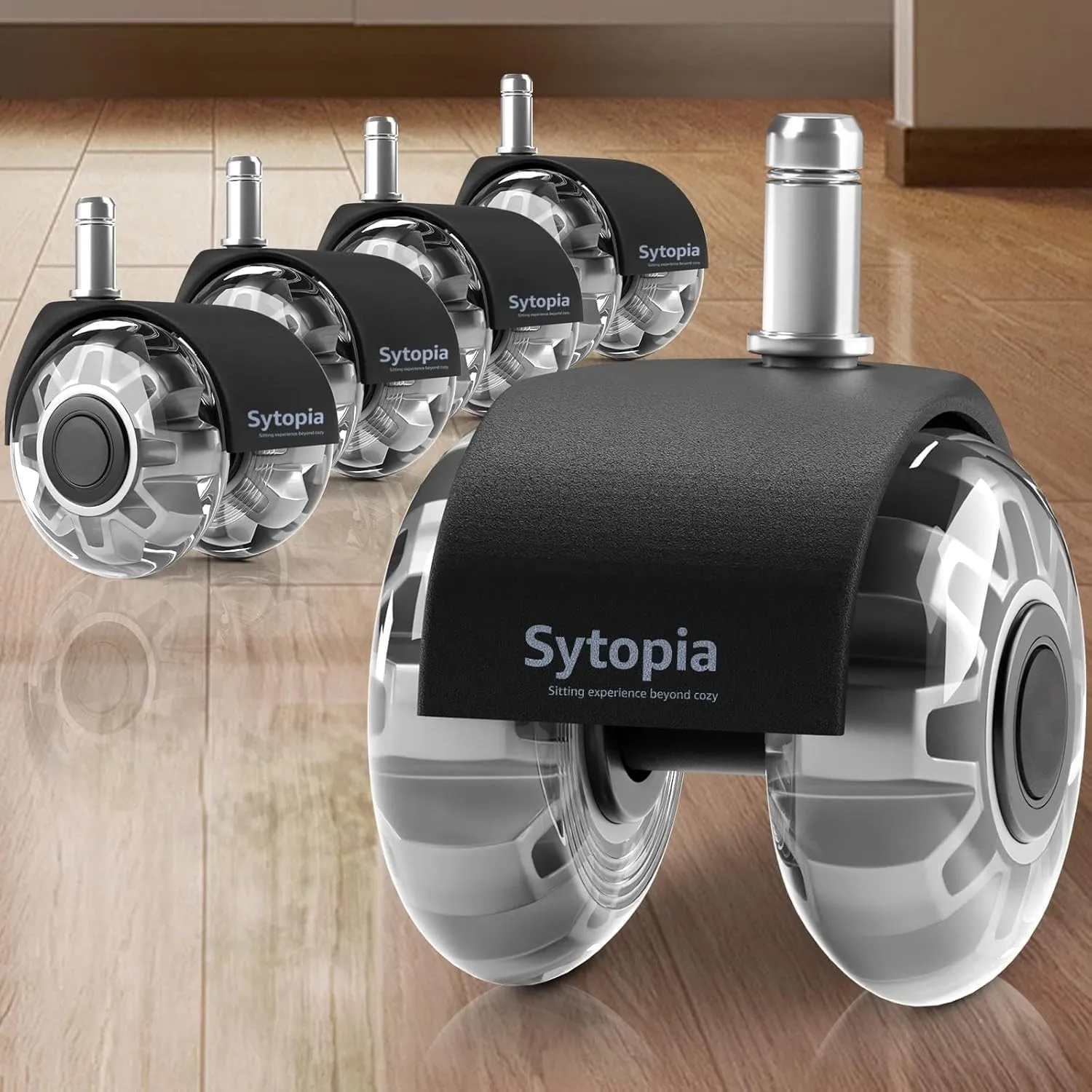 Sytopia Bürostuhl Rollen 11mm x 22 mm, 5er Set Rollen für Bürostühle, Super Leise und Weiche für Hartböden, Parkett, Te…