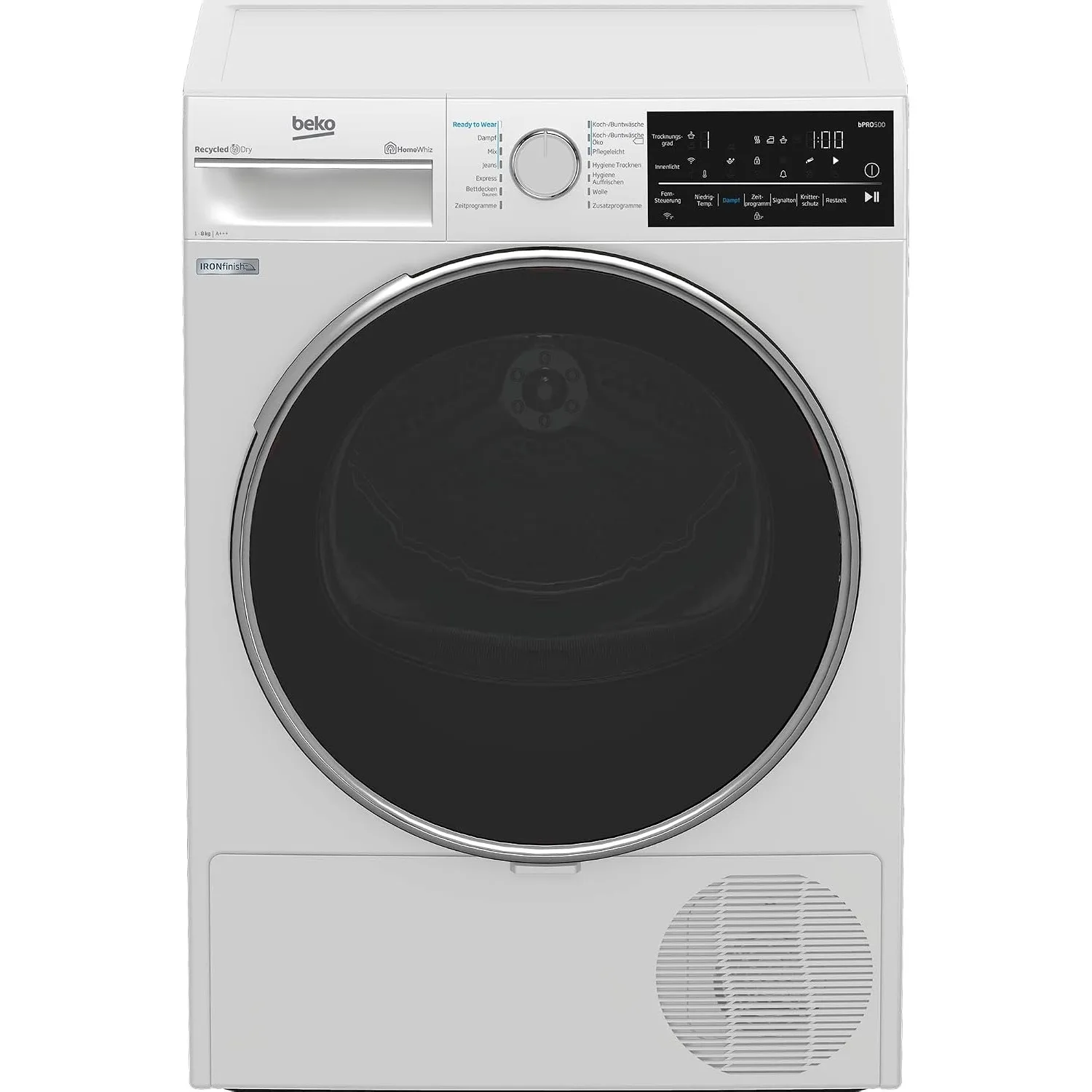 Beko B5T62243W Wäschetrockner 8 kg, Frontlader Wärmepumpentrockner, Allergikergeeignet, 14 Programme, IronFinish, Digit…