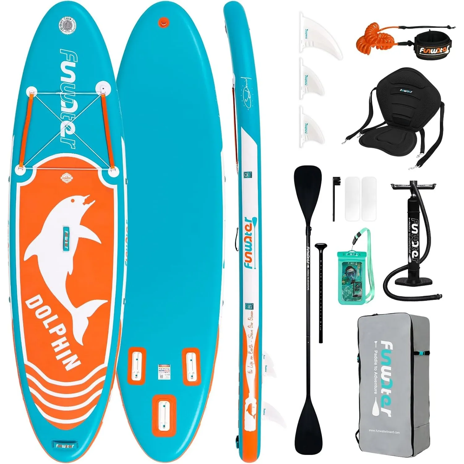 FunWater Stand Up Paddling Board 320 cm & 350 cm–SUP für 2 Personen/Familien,mit komplettem Zubehör,Doppellagiges PVC,a…