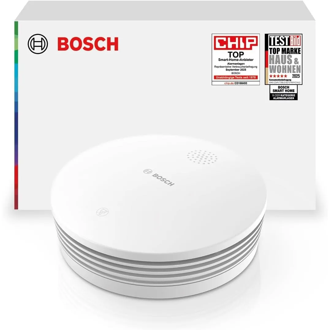 Bosch Smart Home Rauchwarnmelder II, Smarter Rauchmelder mit Sirene & App-Alarm, vernetzter Brandschutz im ganzen Zuhau…