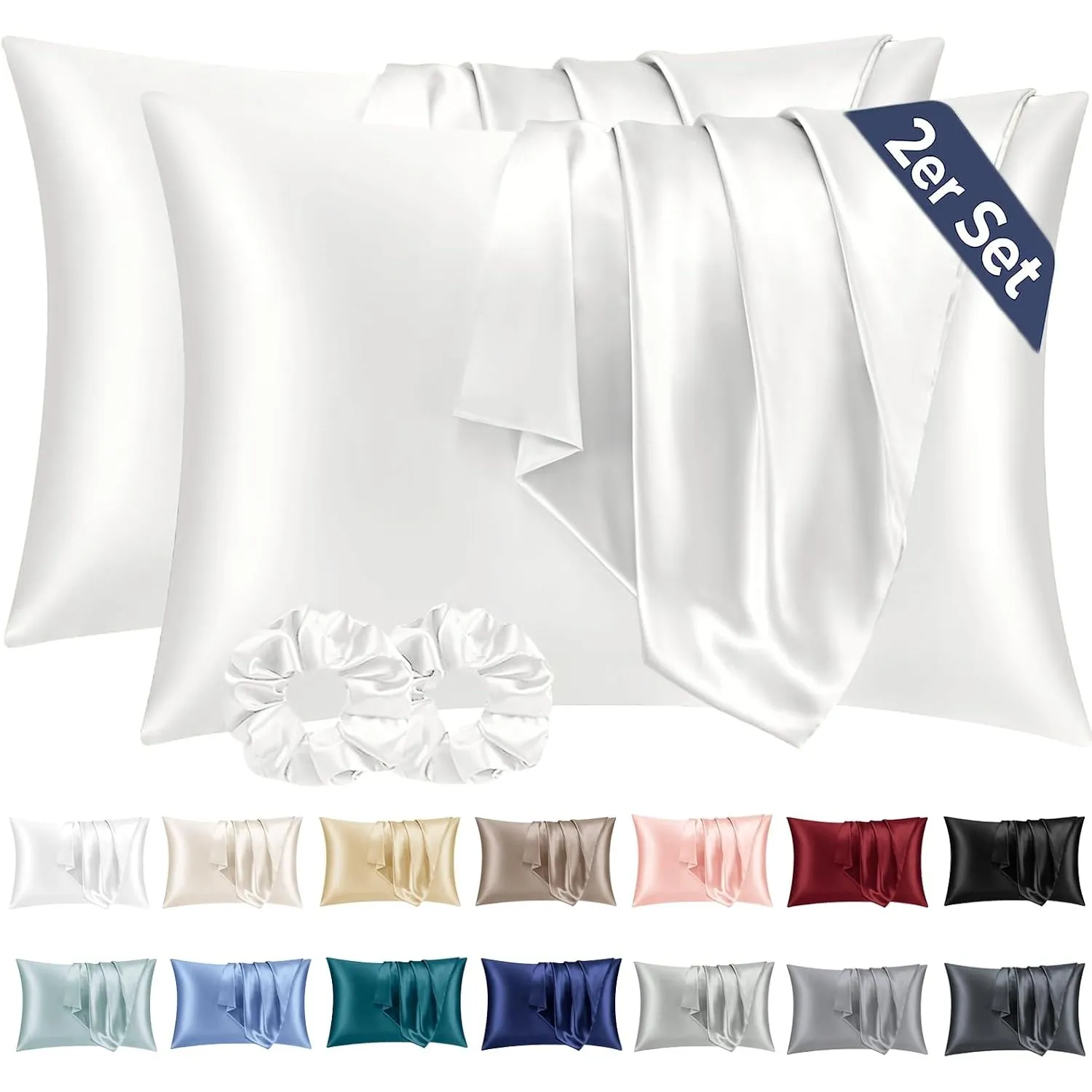Vielit Satin Kissenbezug 40x60 2pc, wie EIN Seidenkissenbezug Ivory