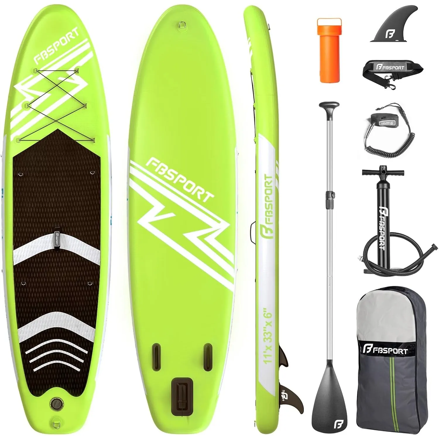 FBSPORT Aufblasbares SUP Board, Stand Up Paddling Board, Aufblasbare Stand Up Paddle Board für Stand-Up Paddling 15CM D…